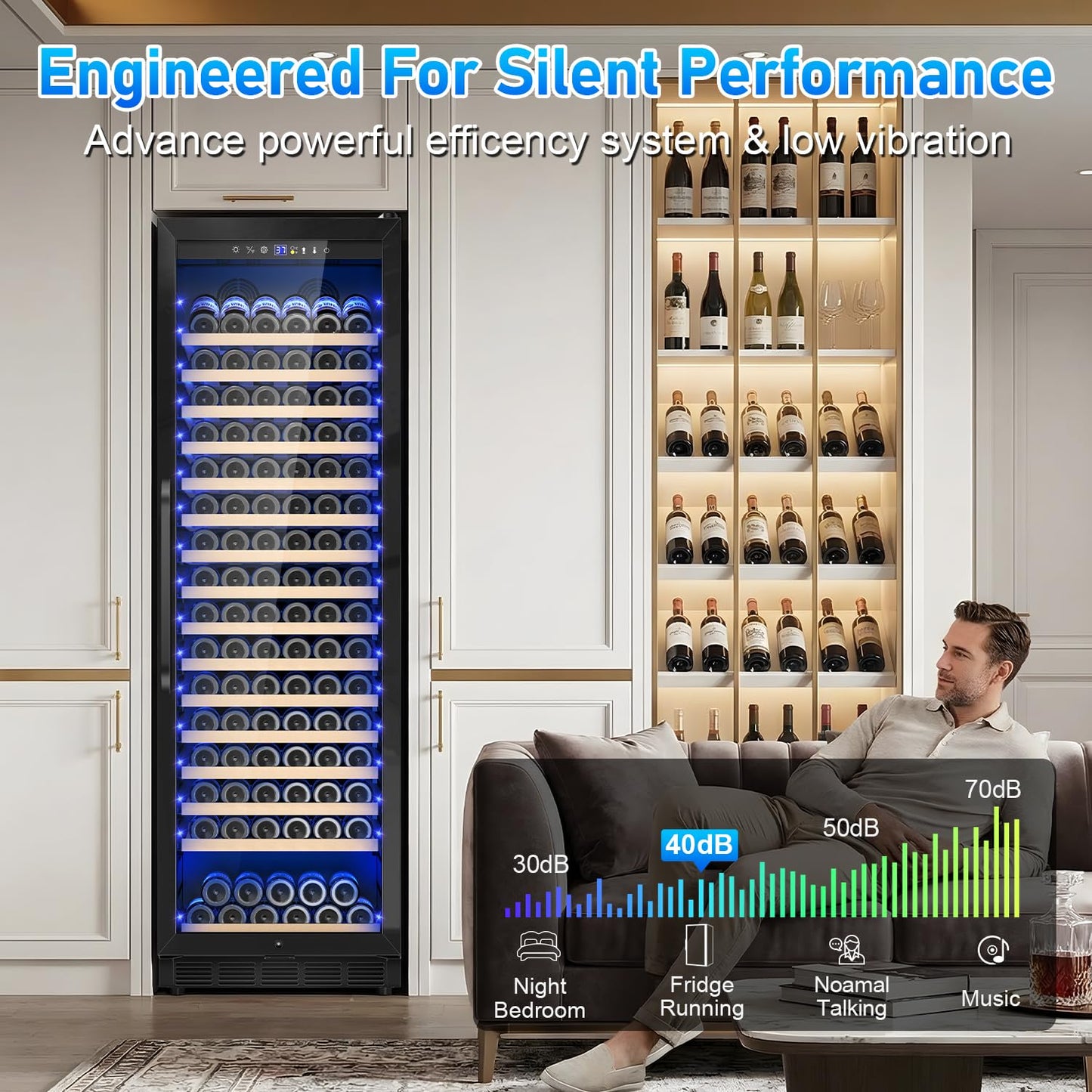 Velivi 24" Wine Cooler Refrigerator Black, 24 Inch Wide Large Capacity Freestanding/Built in Wine Fridge for 176 Bottles with Safety Lock, Professional Wine Cellar with Glass Door