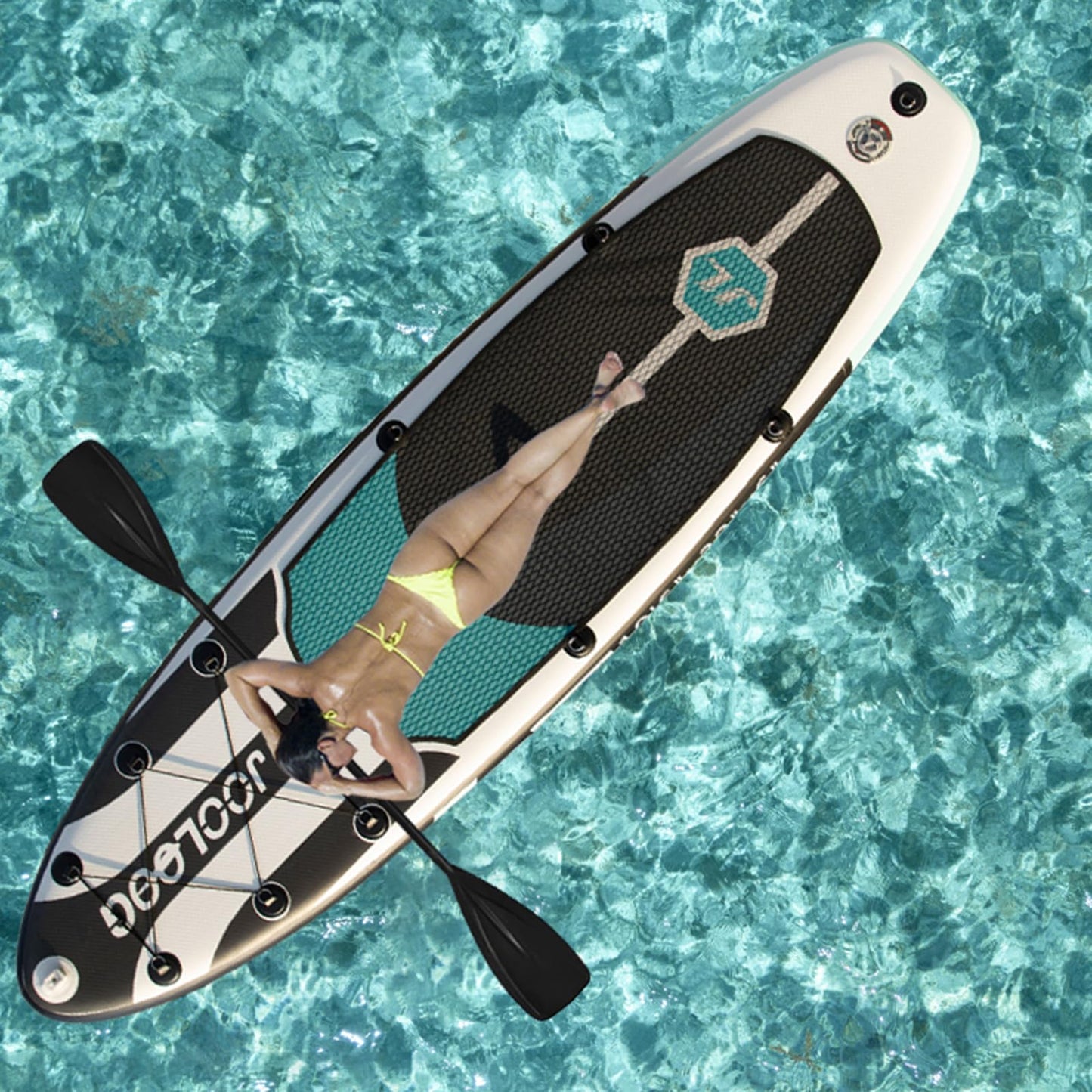 Inflatable Stand Up Paddle Board with Seat, 10'6" SUP 440LBS, Recreational Paddleboard for Adults Beginners, Blow Up Paddle Board with Fishing Design, Camera Mount, Cooler Bag & Full Accessories
