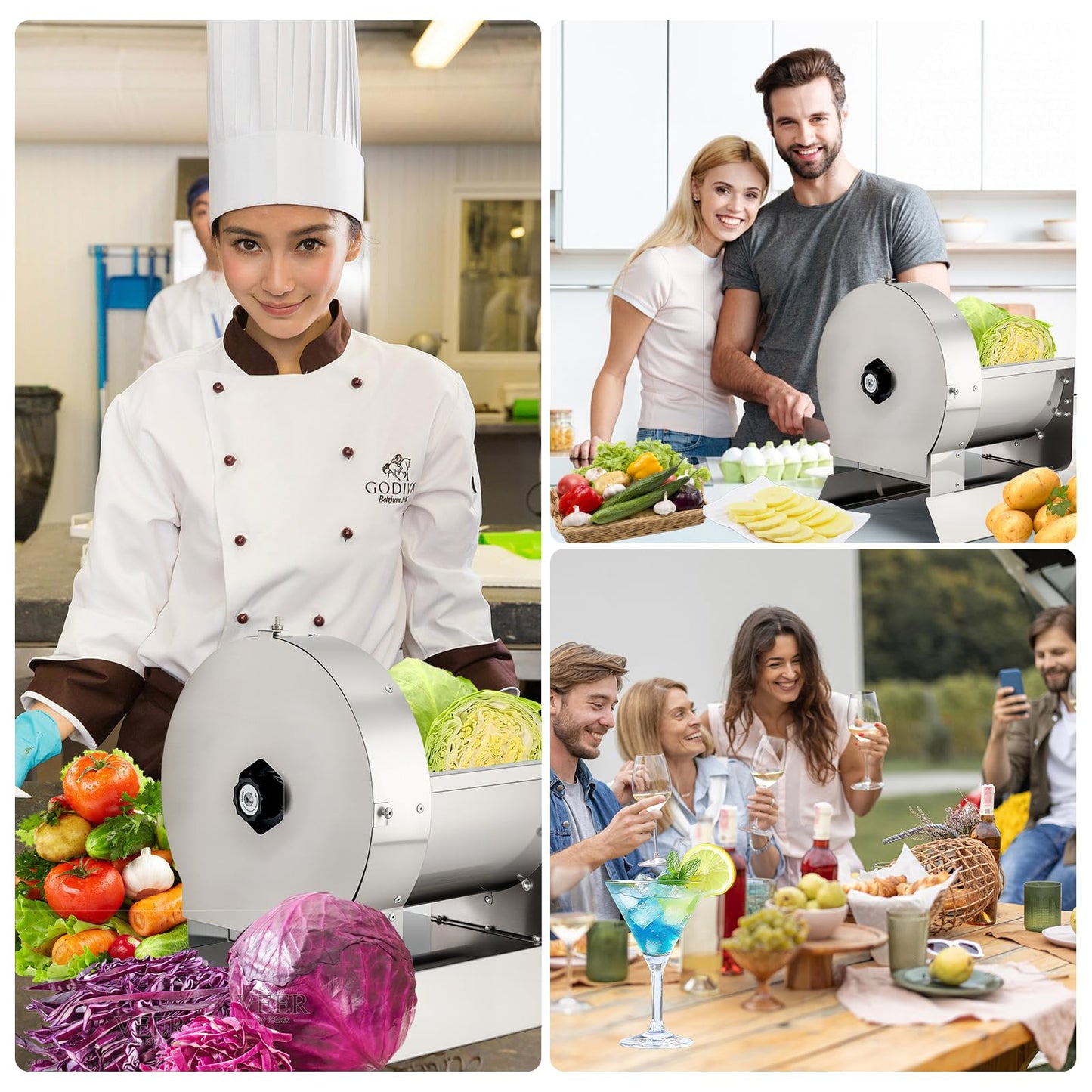 2-in-1 Electric Vegetable and Fruit Slicer, Adjustable Thickness 0.04-0.4", Commercial Stainless Steel Cutter for Cabbage, Tomatoes, Lemons