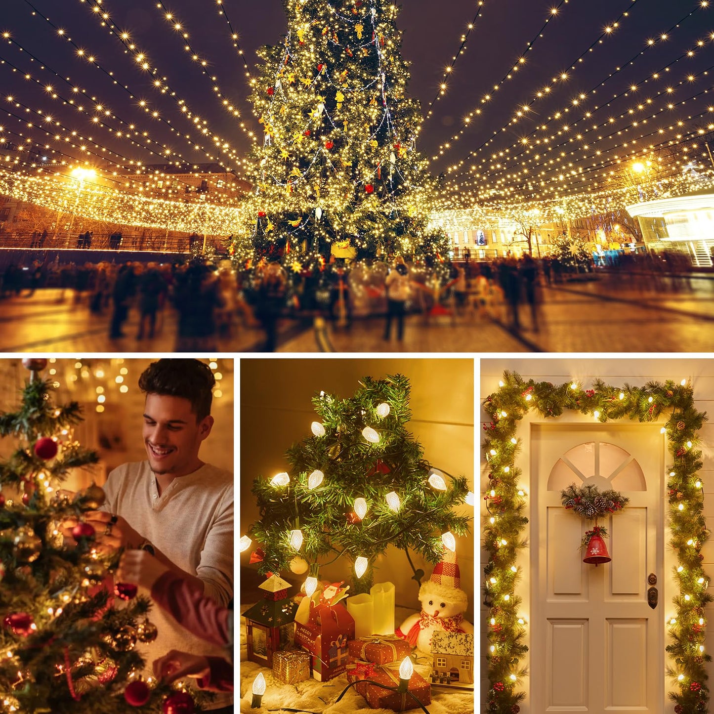 Minetom C7 LED Christmas Light Bulbs, Shatterproof, Dimmable, 50 Count, Warm White, E12 Candelabra Base