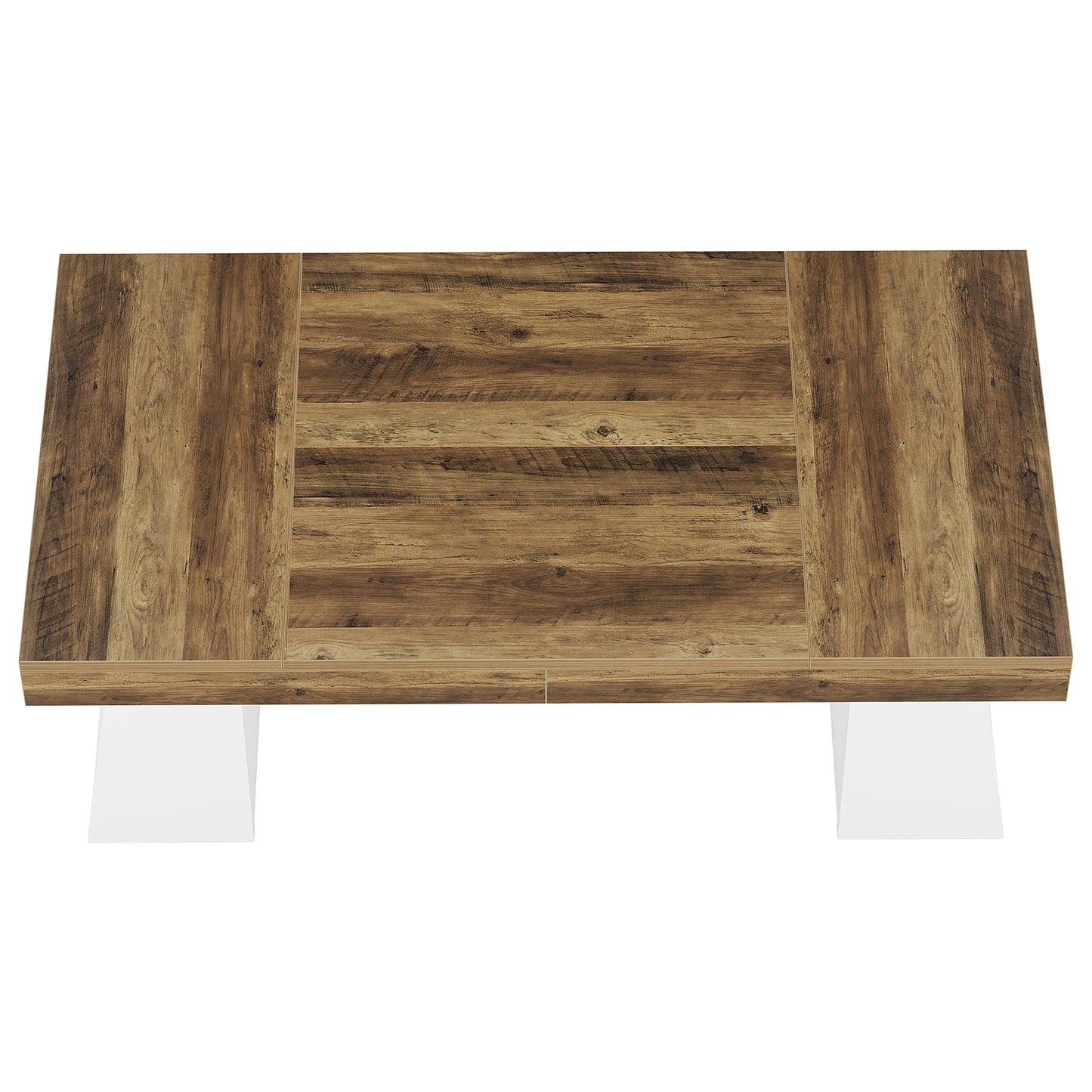 Tribesigns 55" Executive Desk, Wooden Office Desk with Double Pedestal, Modern Simple Computer Writing Table for Home Office, Brown & White