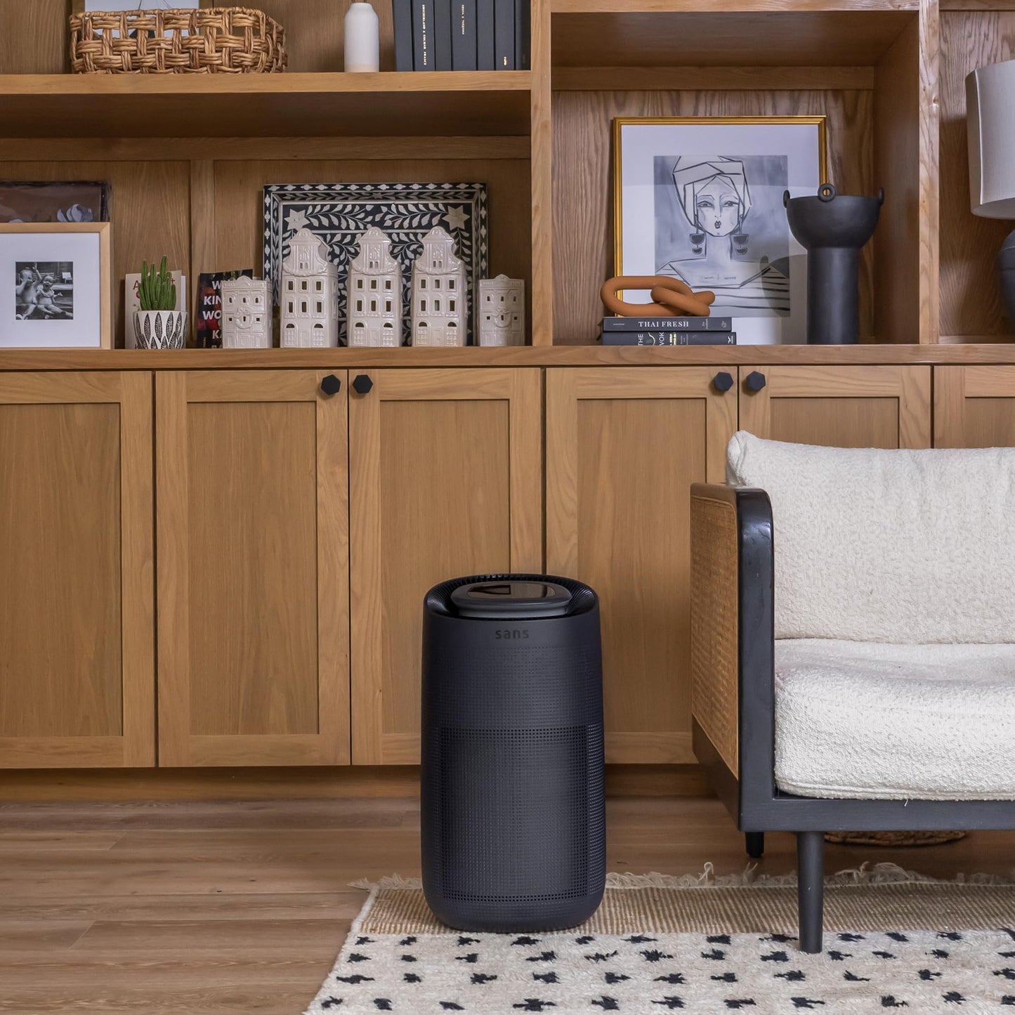 Sans True HEPA Air Purifier for Extra Large Rooms (1,854 sq ft) | UV-C Light Layer & Carbon Odor Absorption | Quiet 35dB Auto-Mode, Captures Smoke, Dust & Allergens (Midnight)