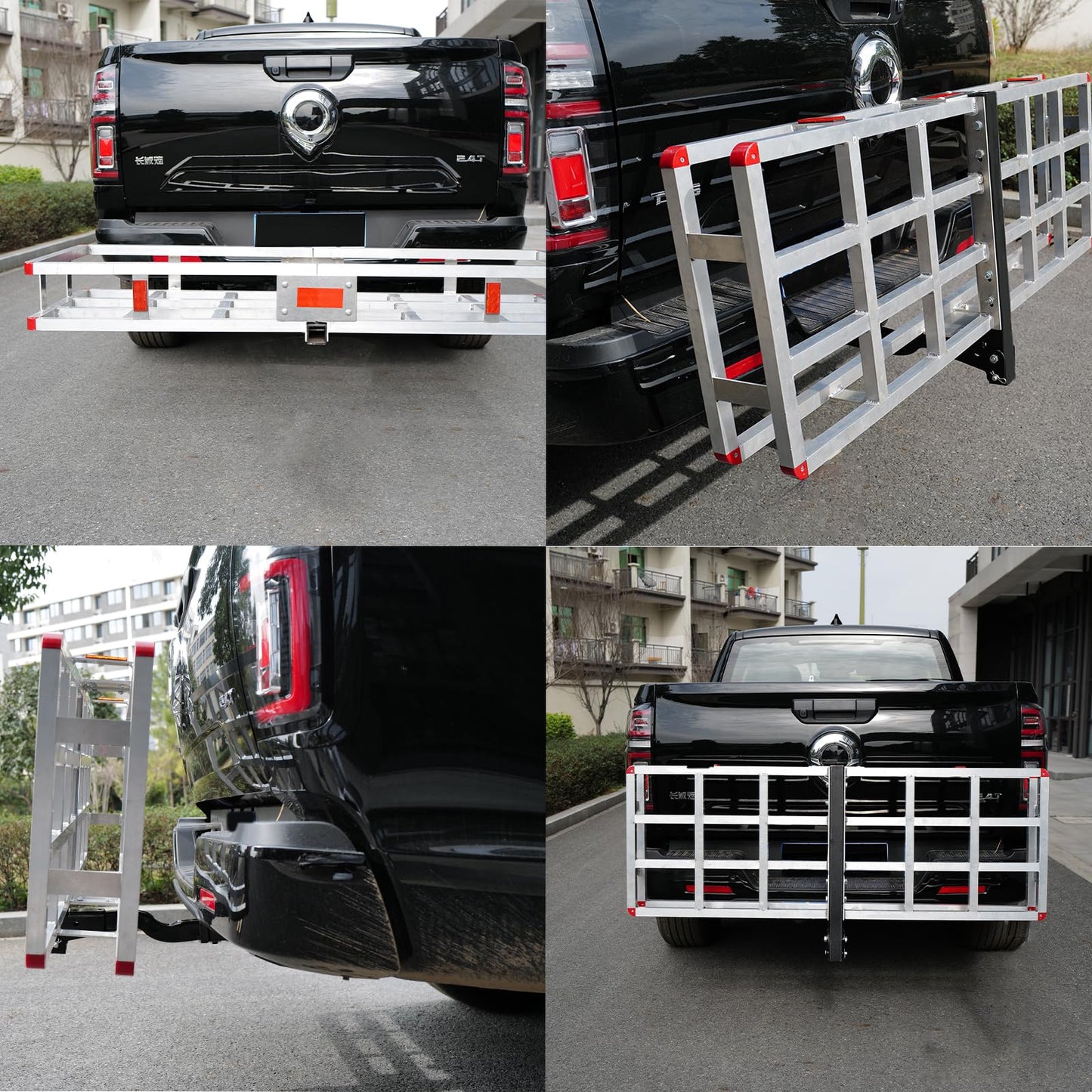 60 x 20 x7 Aluminum Cargo Carrier Hitch Mount - 500lb Heavy Duty Folding Luggage Rack - Powder Coated 2" Angled Shank for Ground Clearance - Rustproof Vehicle Cargo Basket for SUV & Truck Storage