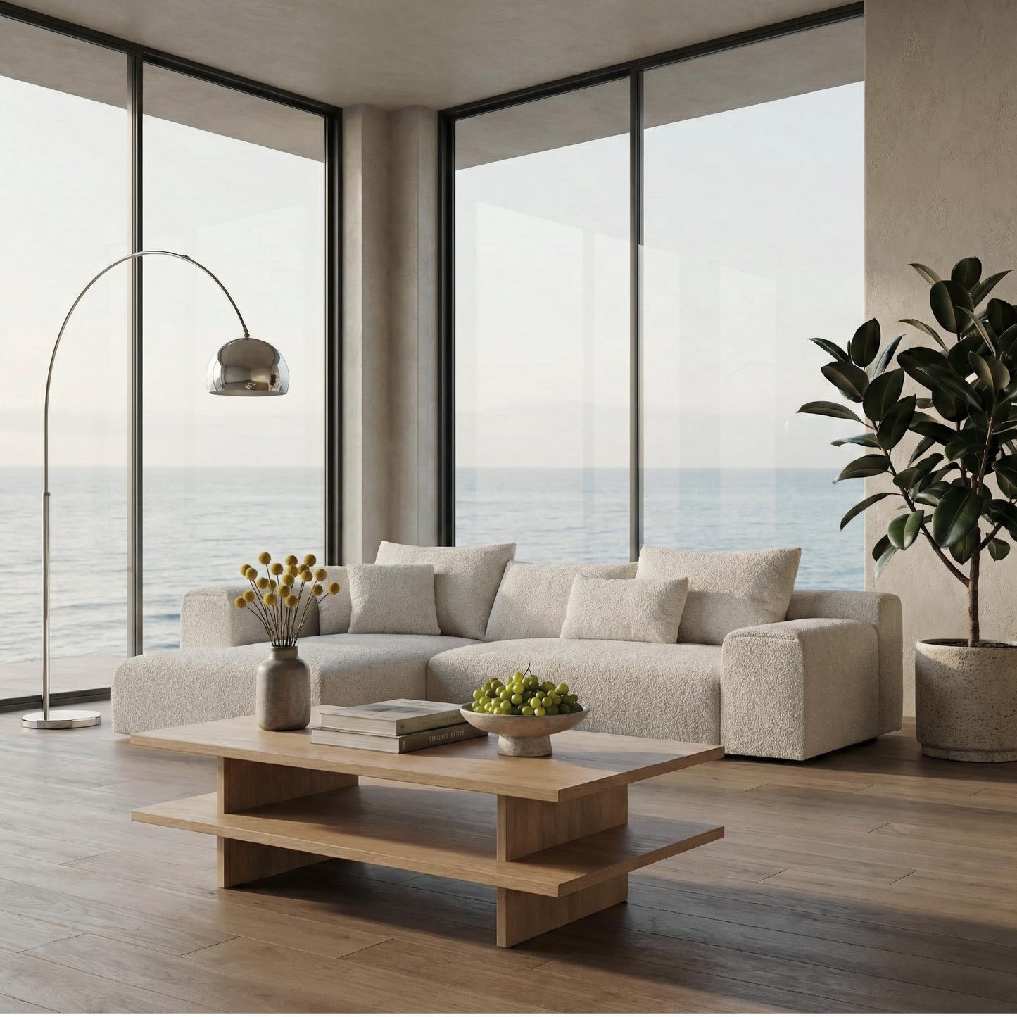 Acanva Modern Oversized Modular L Shaped Sectional Sofa Set for Living Room, Minimalist Style Comfy 4-Seat Corner Couch, Left Chaise, Wool-Like