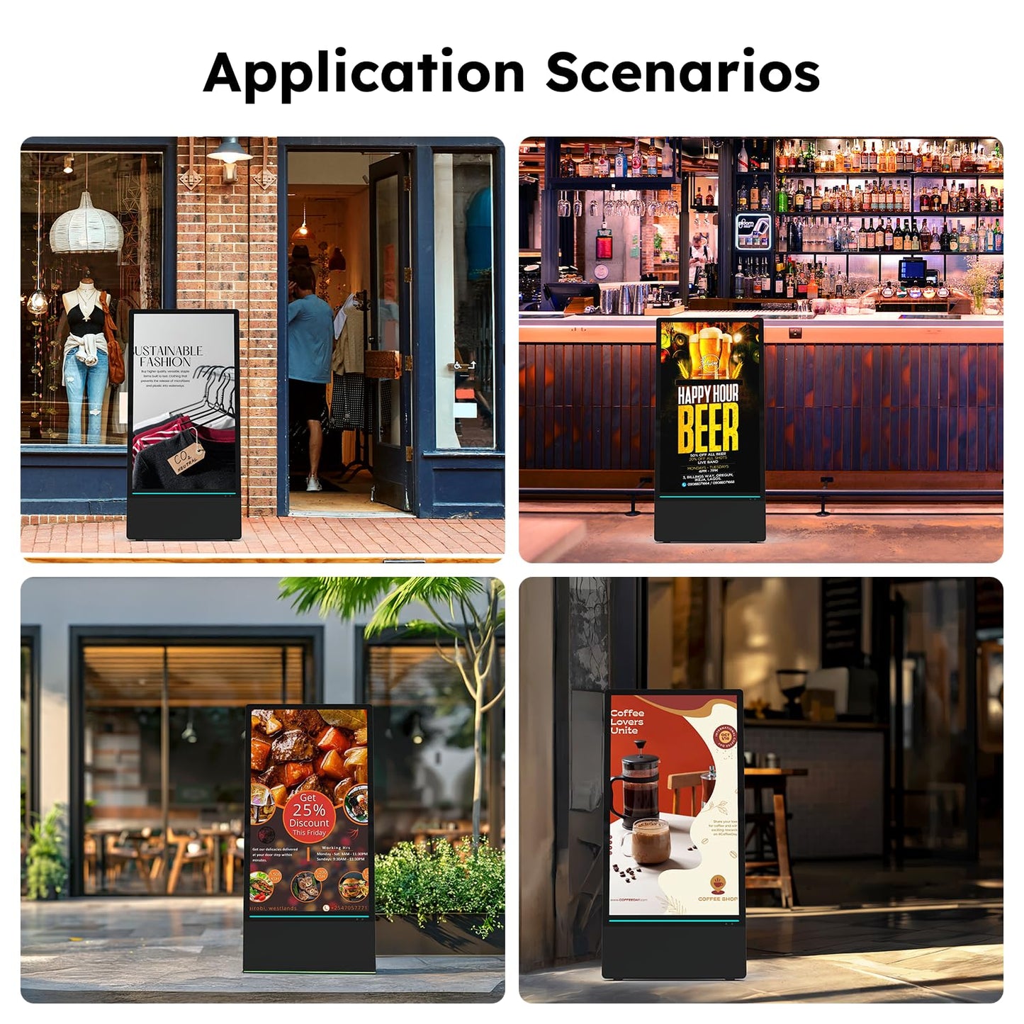 SIOXCFZ 43 inch Outdoor Mobile Digital Signage Display, LCD IP65 Waterproof Advertising Display Kiosk with Rechargeable Battery, Brightness Auto-Adjustment and Impact Resistant Screen