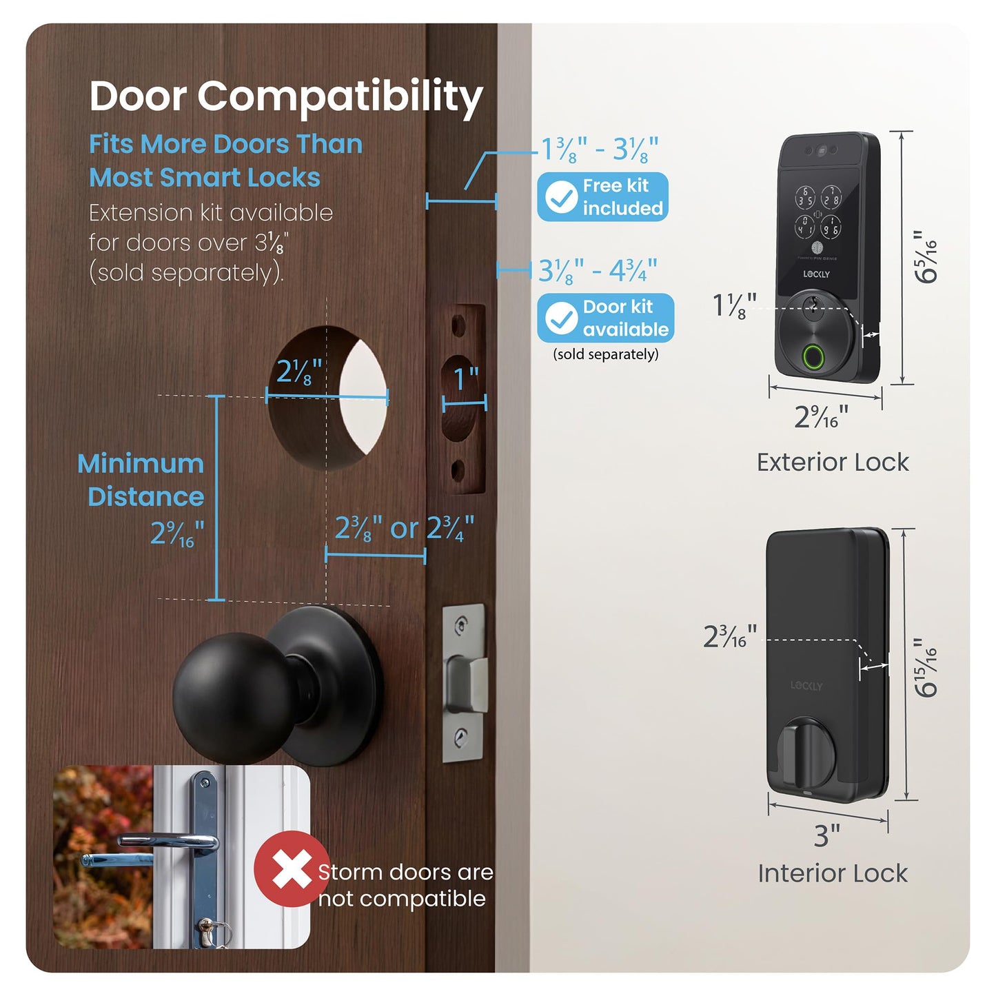 Lockly Visage Zeno Series Smart Lock, Facial Recognition & Fingerprint Keyless Entry Door Lock, Built-in Wi-Fi Deadbolt with Apple Home Key, PIN Genie Keypad, App Remote Control, Easy Installation