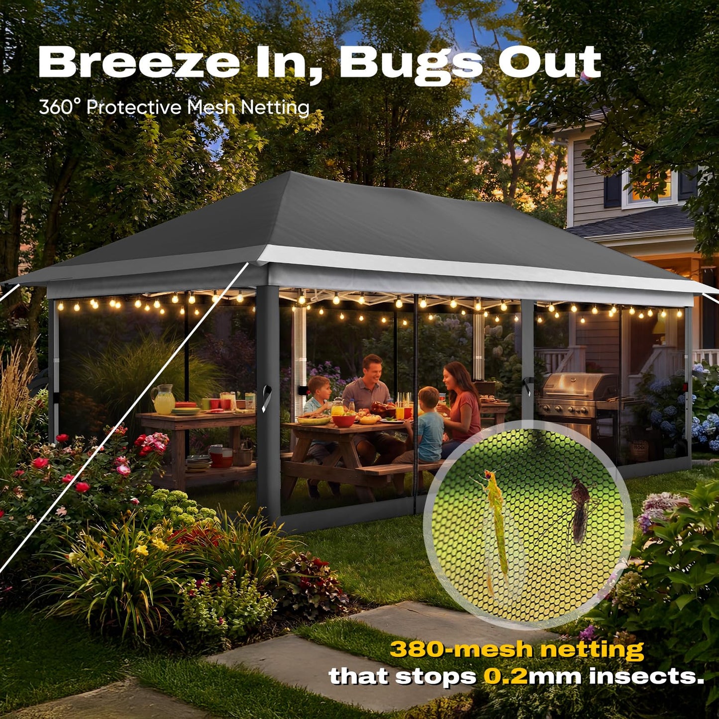 Quictent 10x20FT Pop up Gazebo Canopy Tent, One Person Set up Portable Instant Folding Shelter, Outdoor Canopy Tent with Extra Shade for Backyard, Patio, Party