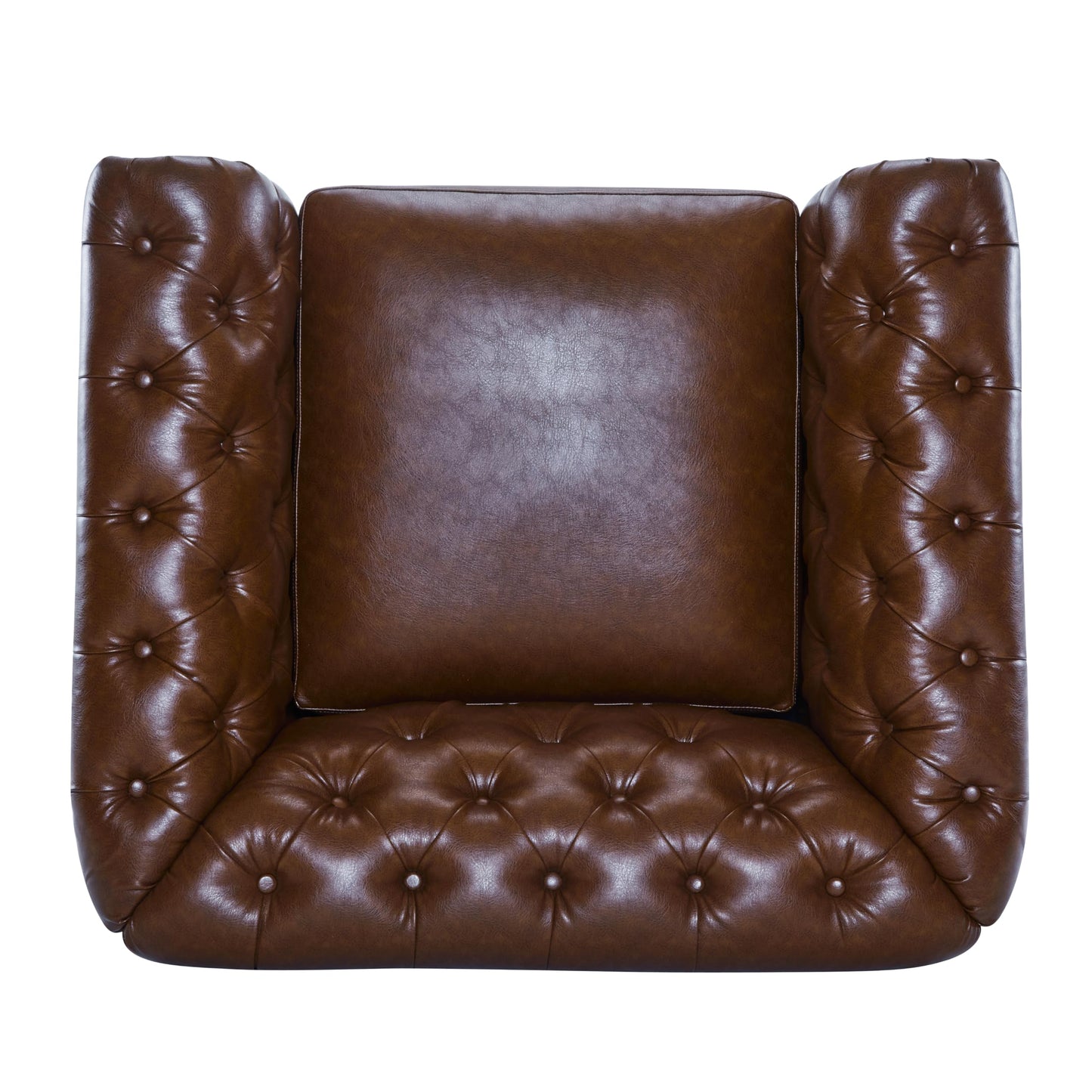 Christopher Knight Home Oakley Chesterfield Faux Leather Upholstered Club Chair, Button-Tufted 360° Swivel Sofa, Scrolled Arm Living Room Sofa, No Assembly Required Furniture, Dark Brown