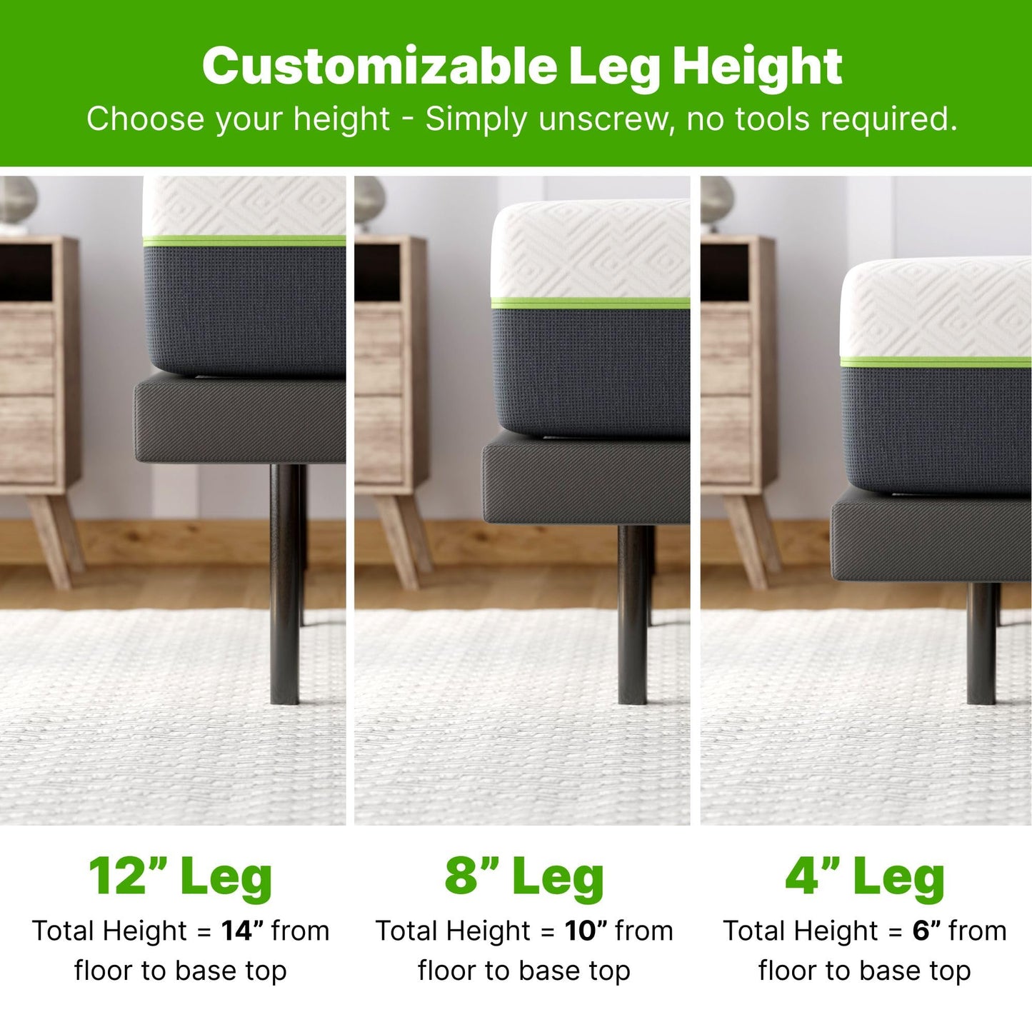 GhostBed Adjustable Bed Frame Power Base with 11" Ultimate Memory Foam Mattress Bundle - Electric Bed Base with Lumbar Support - Zero Gravity and Massage Settings - Queen
