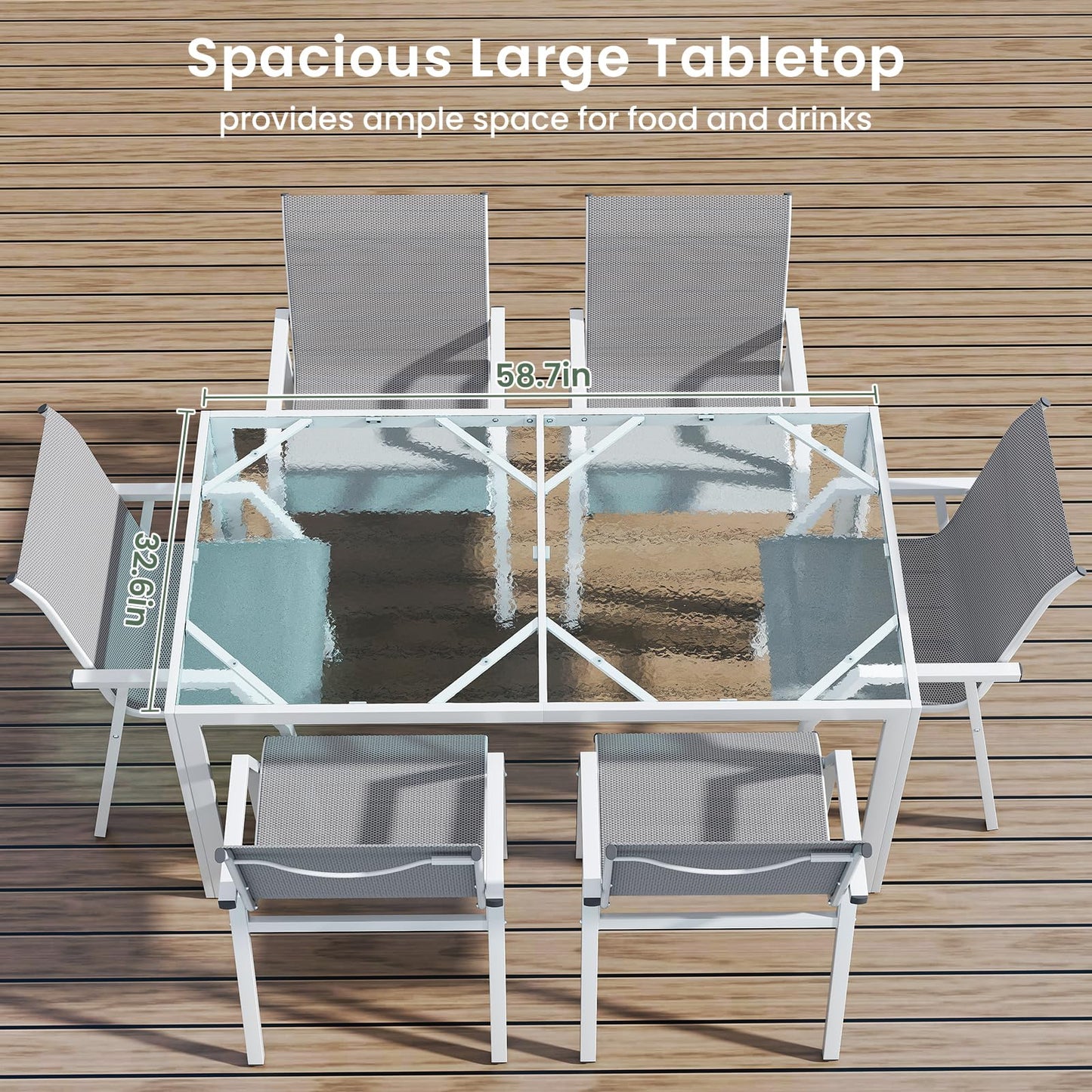 Jocoevol Outdoor Dining Set for 6 Patio Furniture Set 7 Piece Table and Chairs All Weather for Backyard Deck Garden