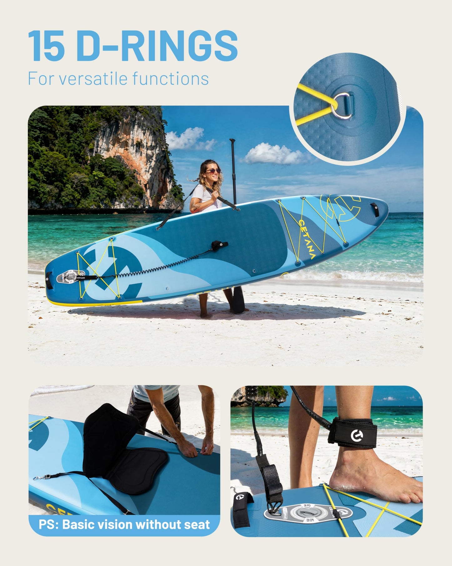 CETANA 11’6” x 35” Extra Wide Inflatable Paddle Board, 450 lb Capacity Wide Stable SUP, 2–3 Person Paddle Board for Photos, Aesthetic Photo-Ready Design, Beginner Friendly Stand Up Paddle Board