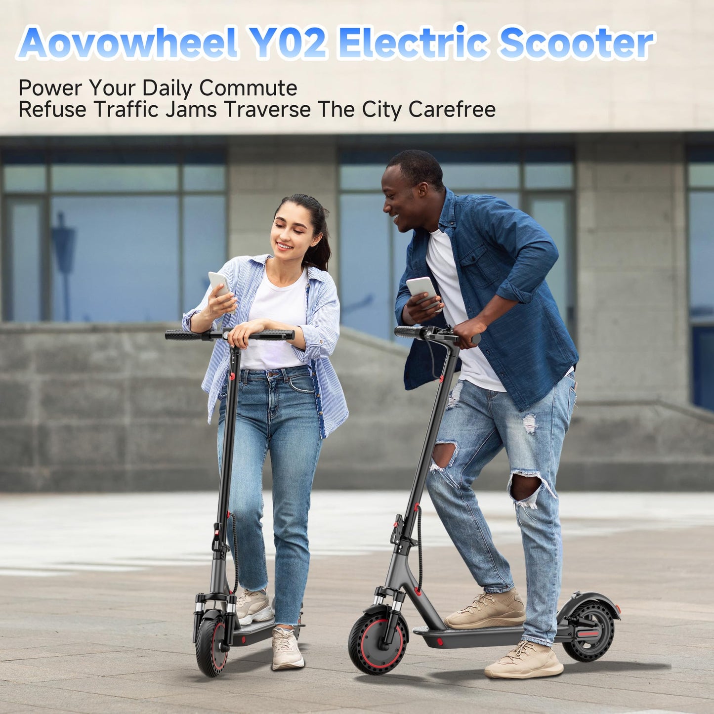 Aovowheel Electric Scooter for Adults, 10'' 500W Motor, Max 23 Miles Range, 19 Mph Top Speed with Dual Suspension, Portable Folding E-Scooter for Commuting, Electric Scooter