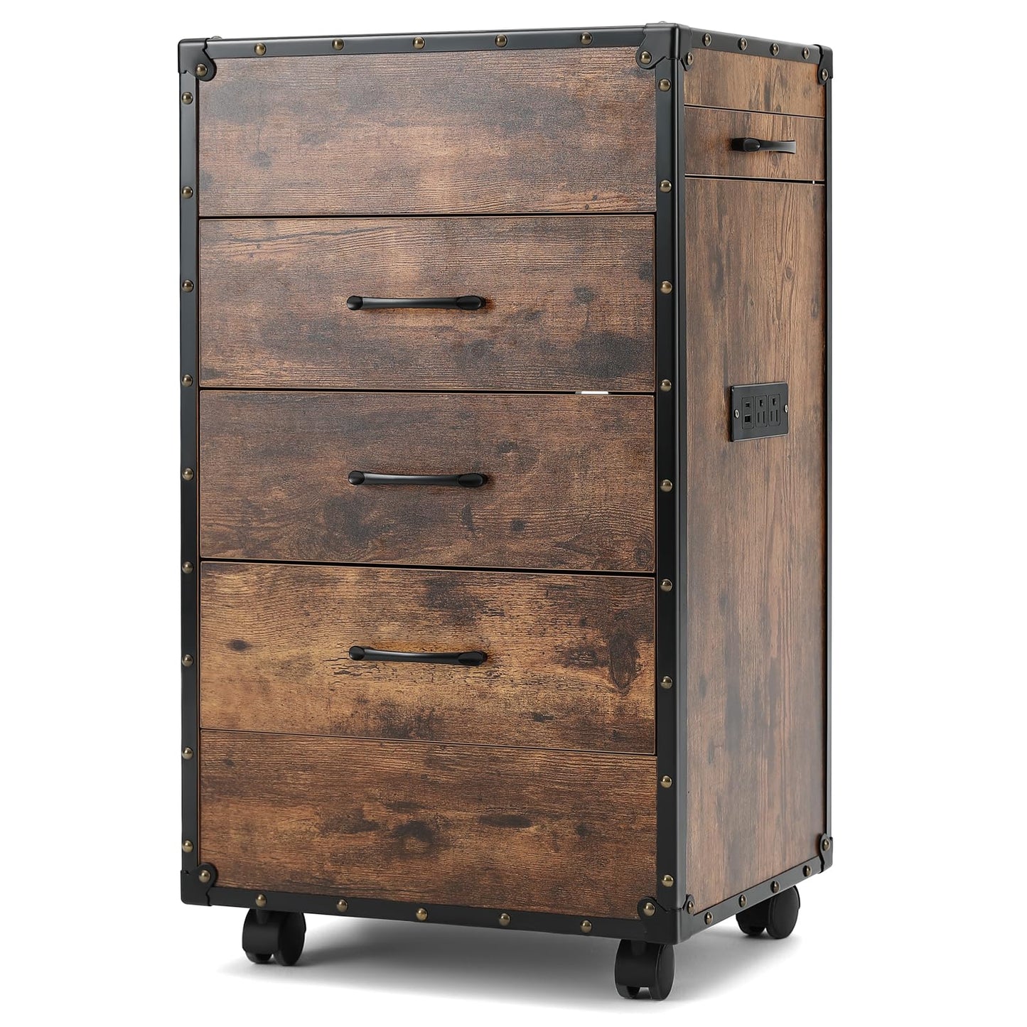 Artist hand Salon Trolley Cart with Wheels Barber Station with Drawers,Power Outlets,Hair Dryer Holders, Hair Stylist Equipment Storage Cabinet for Barbershop Spa Studio