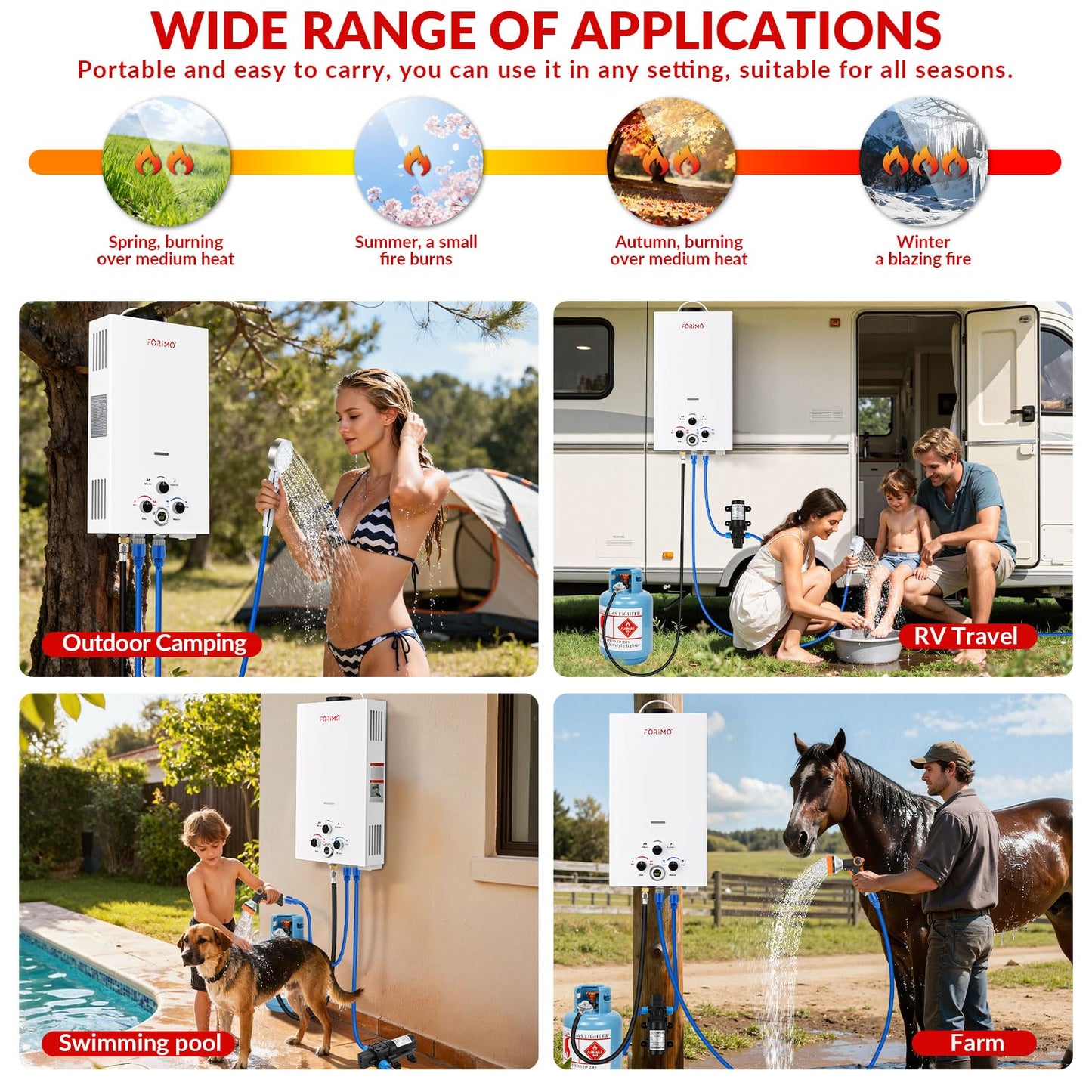 Tankless Water Heater Propane,3.18GPM 12L Outdoor Portable Water Heater,with 2 GPM Water Pump, Instant Propane Water Heaters with Digital Display Multi-Protection for Camping Trips