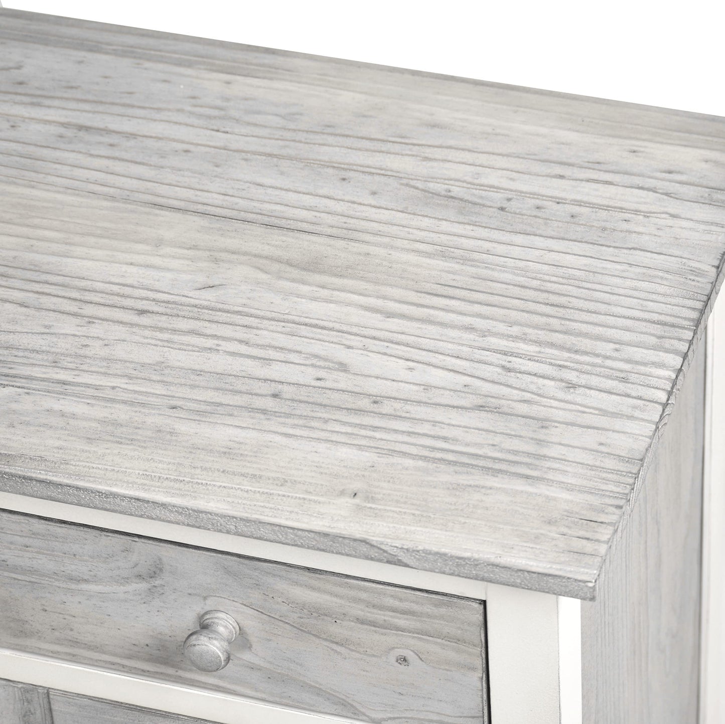 Sea Winds Trading Islamorada Nightstand 1 Drawer 2 Door Two-Tone Distressed Finish Solid Mindi Wood 28 H x 22 W x 16 D Inches Gray White