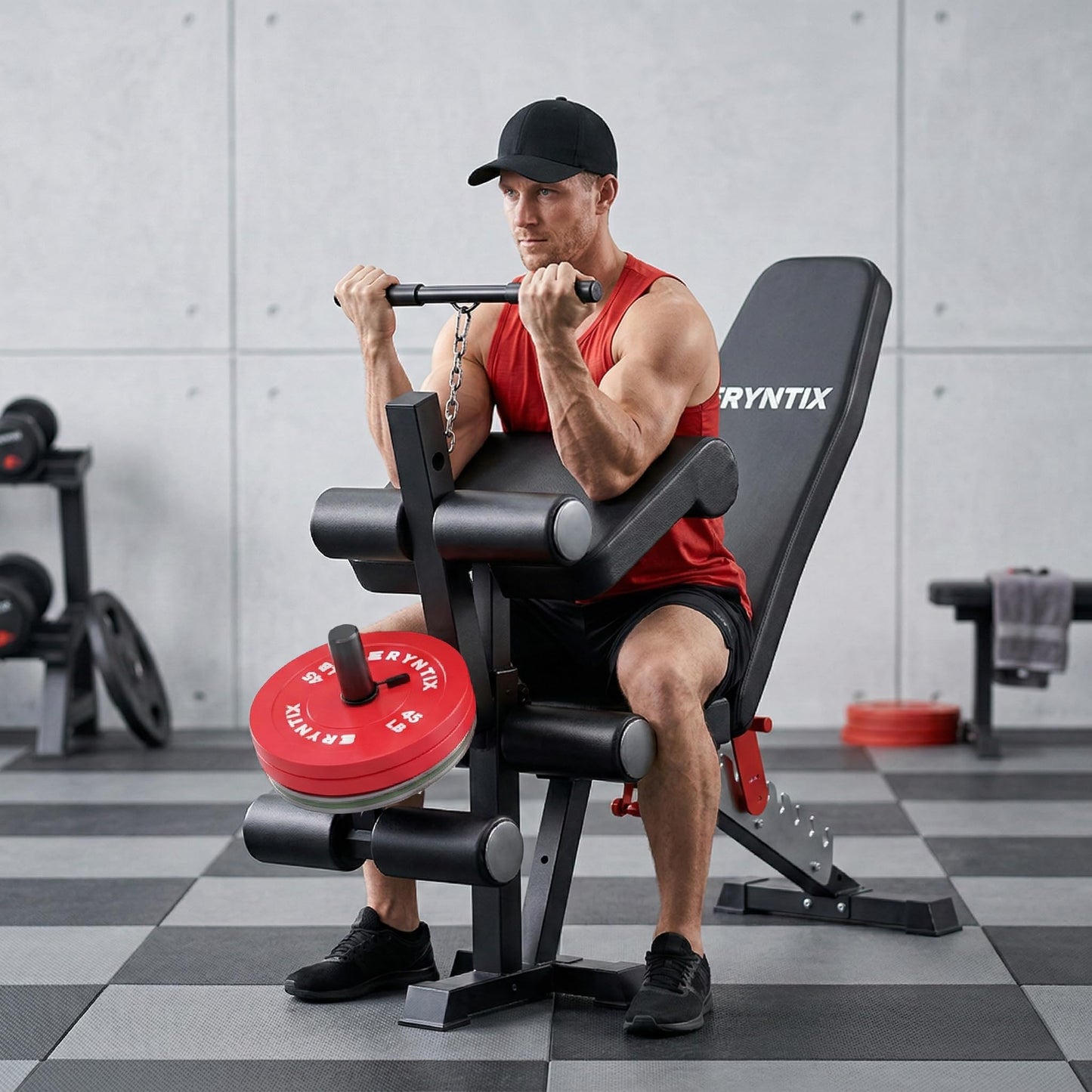 Eryntix Adjustable Leg Extension and Curl Machine, Foldable Pro Heavy-Duty Weight Bench, 1600LBS Workout Bench, 21-Position Multifunctional Weight Benchs, Iscc Plus Certified for Home Gym(M1 Pro)