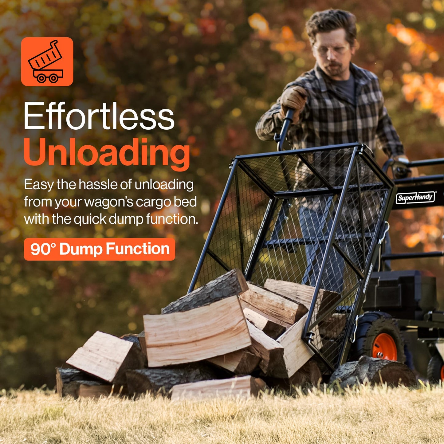 SuperHandy Utility Service Cart Power Wagon Wheelbarrow Electric 48V DC Li-Ion Powered 660Lbs Load and 1000Lbs+ Hauling Capacity Farm and Garden All Purpose Modular Cargo Bed