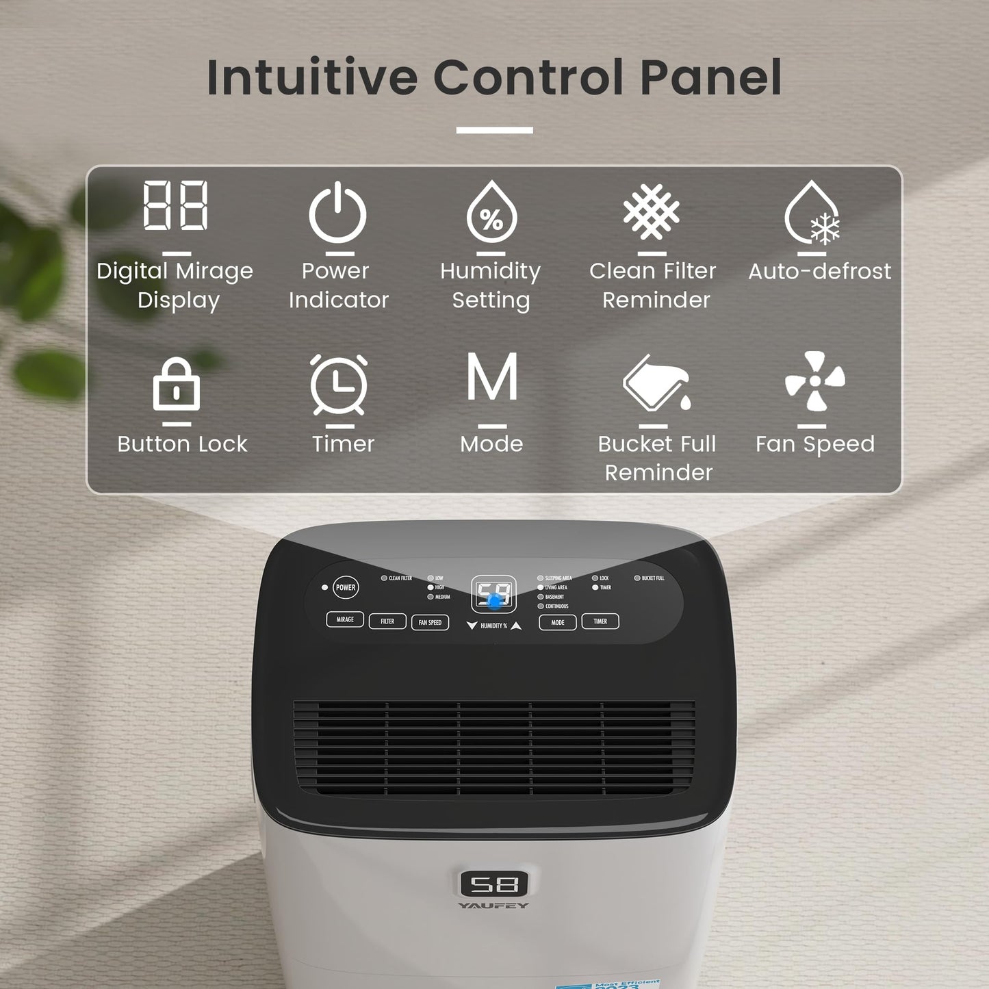 Yaufey 6000 Sq. Ft. Energy Star Certified Dehumidifier, Max 120 Pints Dehumidifier for Basement with Drain Hose, Smart Compressor with Intelligent Humidity Control, Dehumidifiers for Home Bedroom