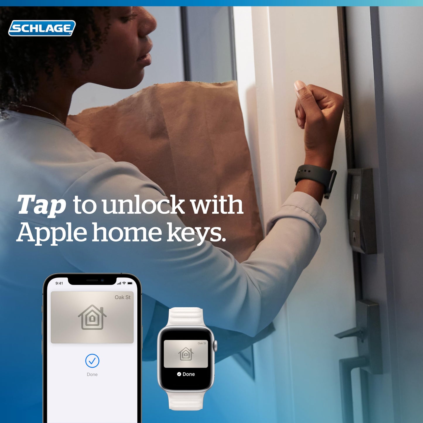 Schlage Encode Plus Smart Wi-Fi Lock for Front Door, Keyless Entry Deadbolt, Unlock with Apple Watch, Built-in WiFi and App Control, Easy Install, Alexa & Apple HomeKit Compatible, Bright Chrome