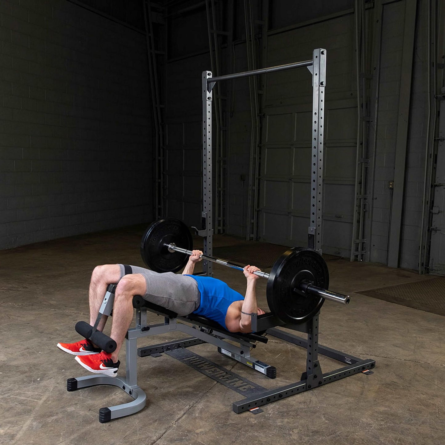 Body-Solid Powerline (PPR500) Half Rack - Compact Power Cage with J-Cups & Safety Spotter Arms for Home Gym Strength Training