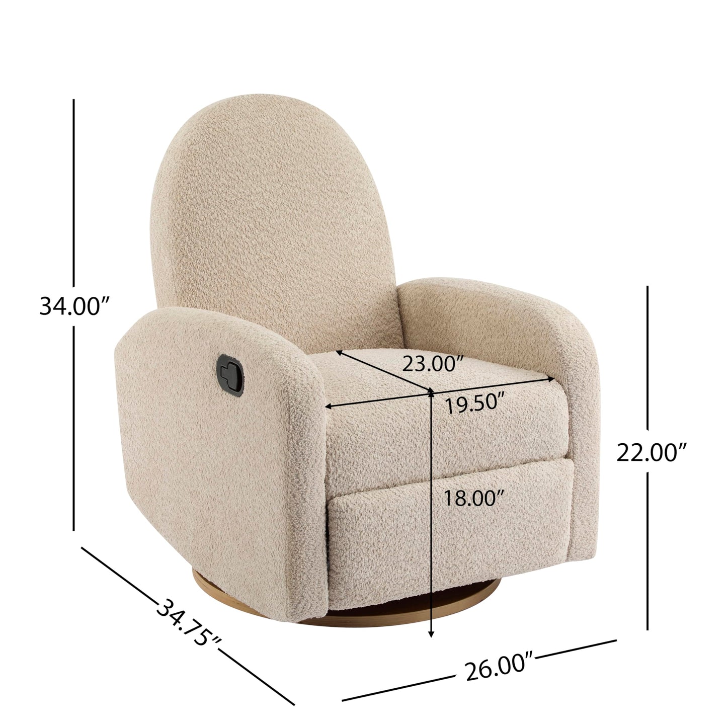 Merax Boucle 360 Swivel & Glider Recliner Chair, Soft Bedroom Sofa Chair with with Thicker Seat Cushion, Modern Home Theater Seating for Living Room Almond