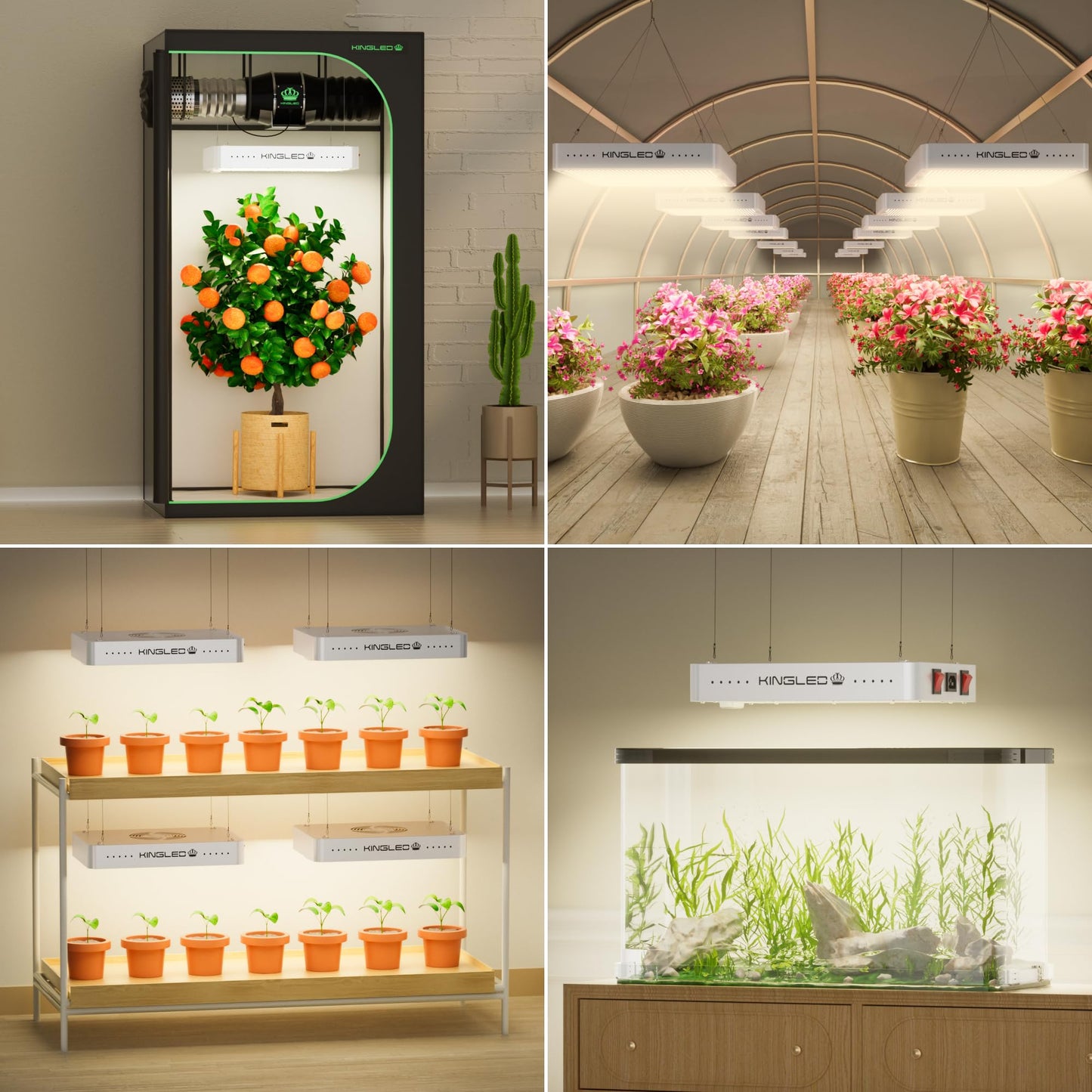 KingLED KP3000 LED Grow Light for Indoor Plants, Full Spectrum Plant Light with Veg & Bloom Mode, 300W Hanging Growing Lamp for Seed Starting Seedlings Vegetable Hydroponic Greenhouse, 4x4 Grow Tent