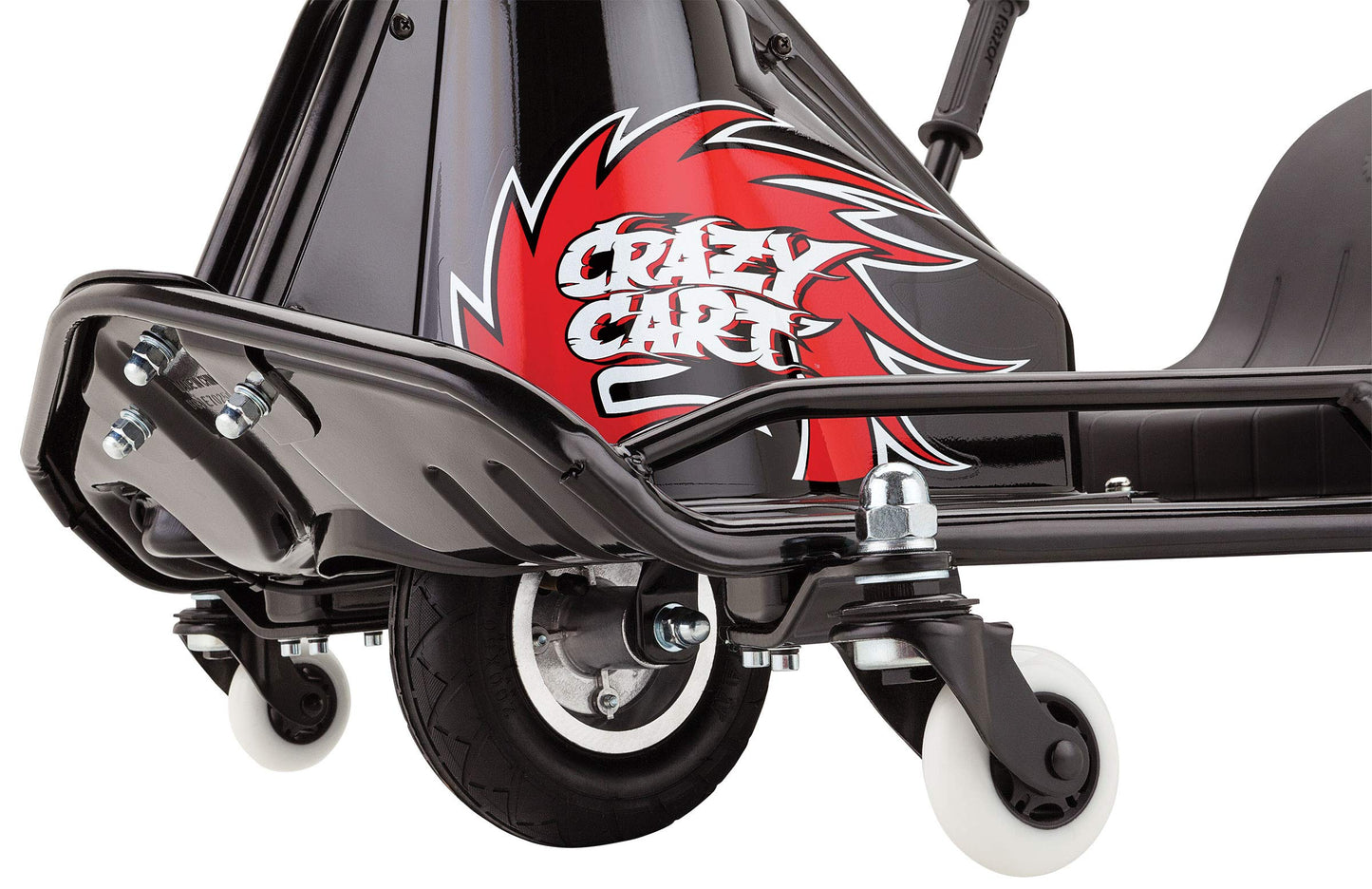 Razor Crazy Cart DLX - 24V Electric Drfting Go Kart - Enhanced Drift Bar, Brodie Knob Steering, Variable Speed, Up to 12 mph,Black/Red