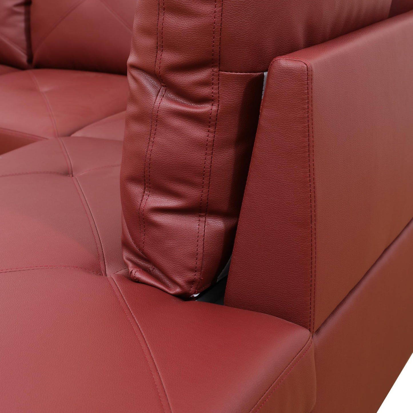 NicBex Leather 97" L Shaped Couch Sectional Couches for Living Room, 2-Piece Modular Sofa with Movable Chaise & Deep Seat for Apartment, Bedroom, Office, Red