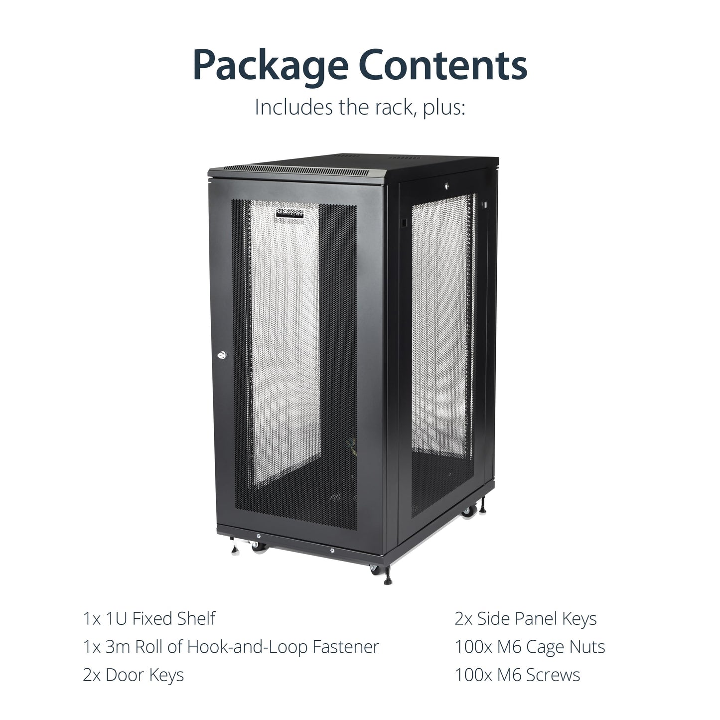 StarTech 24U Enterprise-Grade Server Rack Cabinet Kit, 19in Enclosed 4-Post Rack with Shelf and Cable Management, 29in (75cm) Mounting Depth, 992lb (450kg) Capacity