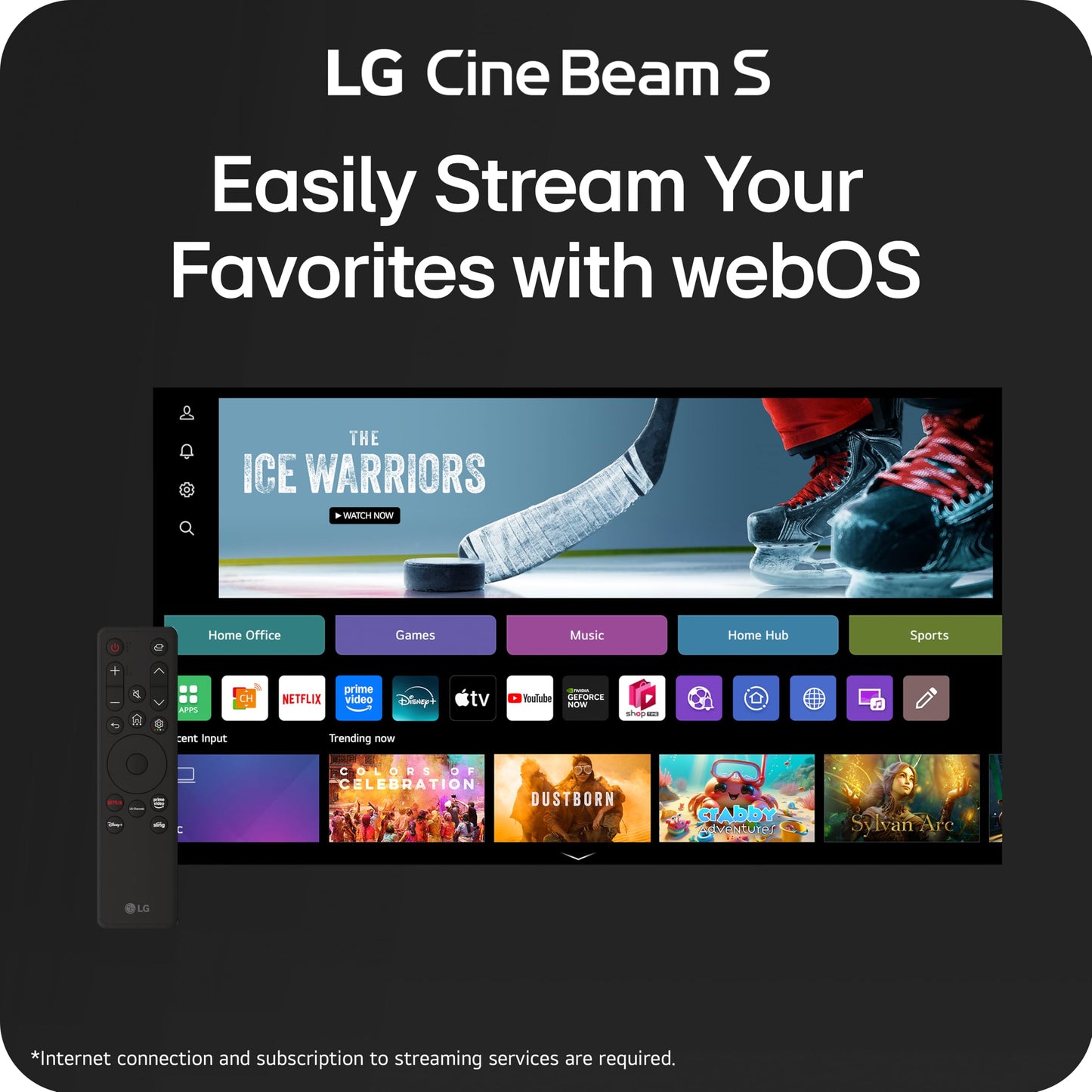 LG CineBeam S PU615U 4K UHD Ultra Short Throw Smart Projector, Auto Screen Adjustment, up to 100” Projection, up to DCI-P3 154%, 450,000:1 Contrast, Speakers with Dolby Atmos, HDR10, HDMI, USB, HID