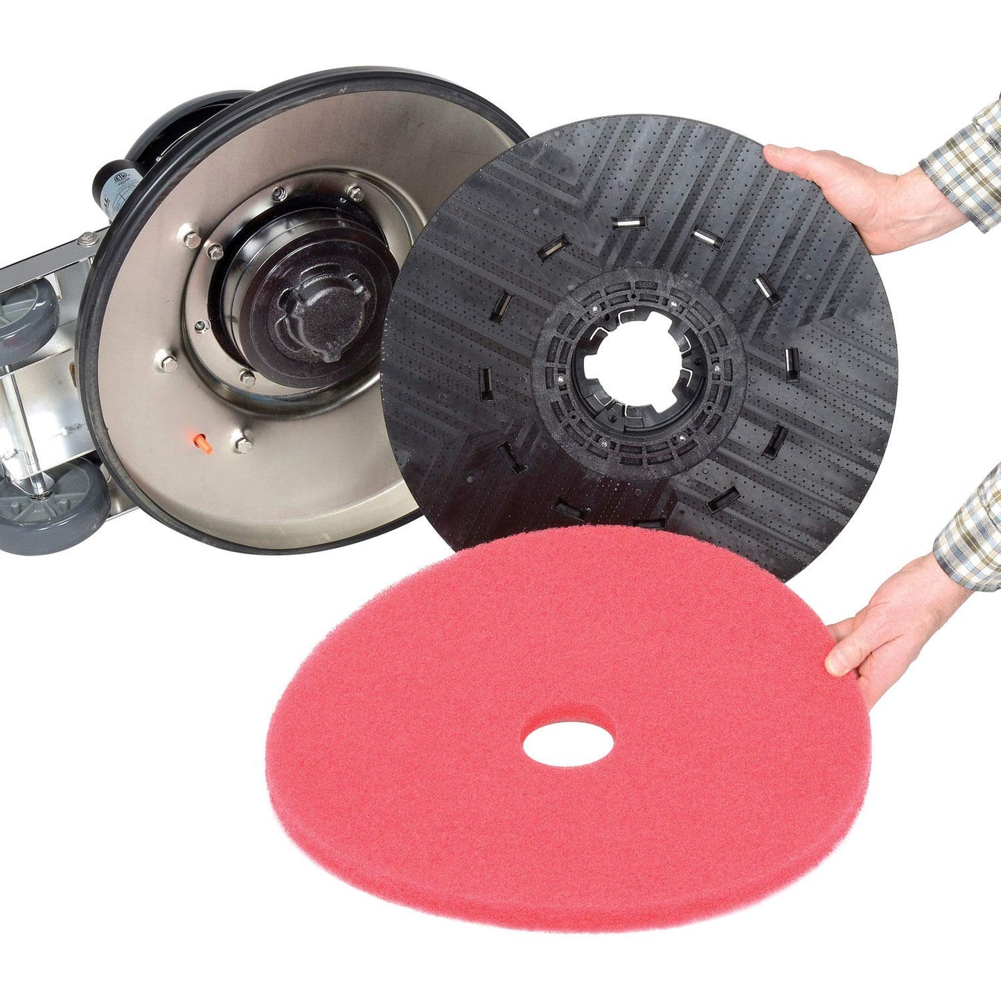 Global Industrial Corded Low Speed Floor Machine, 20" Cleaning Path, Durable Stainless Steel Construction, Heavy-Duty 1.5 HP Motor, 50'L Safety GFCI Power Cord