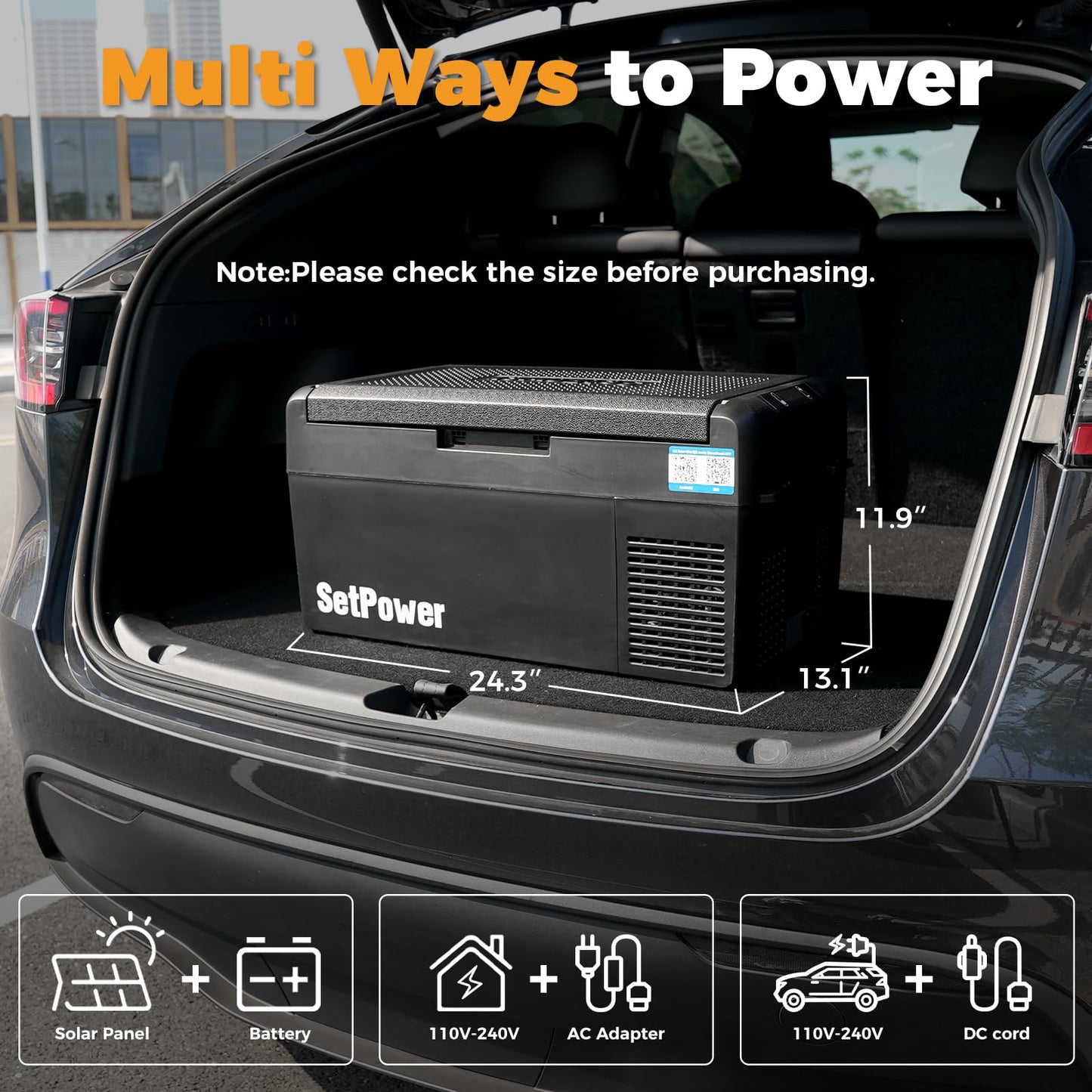 Setpower 12V Refrigerator 21 Quart Portable Freezer 50 Hours Keep Cool,Electric Cooler for Vehicles Car Refrigerator for Car Camping Truck Van RV SUV Road Trip Travel (3-year warranty)