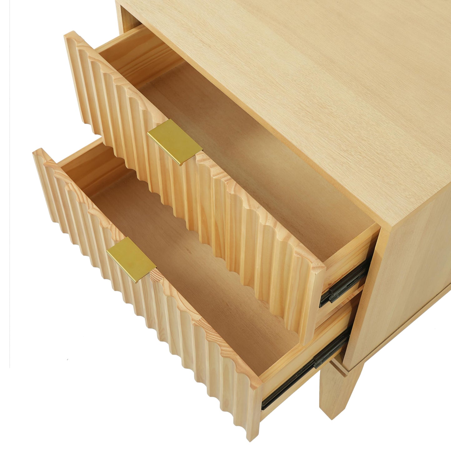 Christopher Knight Home Lane Modern Nightstand with Two Drawers, Wooden Small Night Stand with Fluted Design, Boho Bedside Table/End Table, Multipurpose Space-Saving Storage Cabinet, Natural