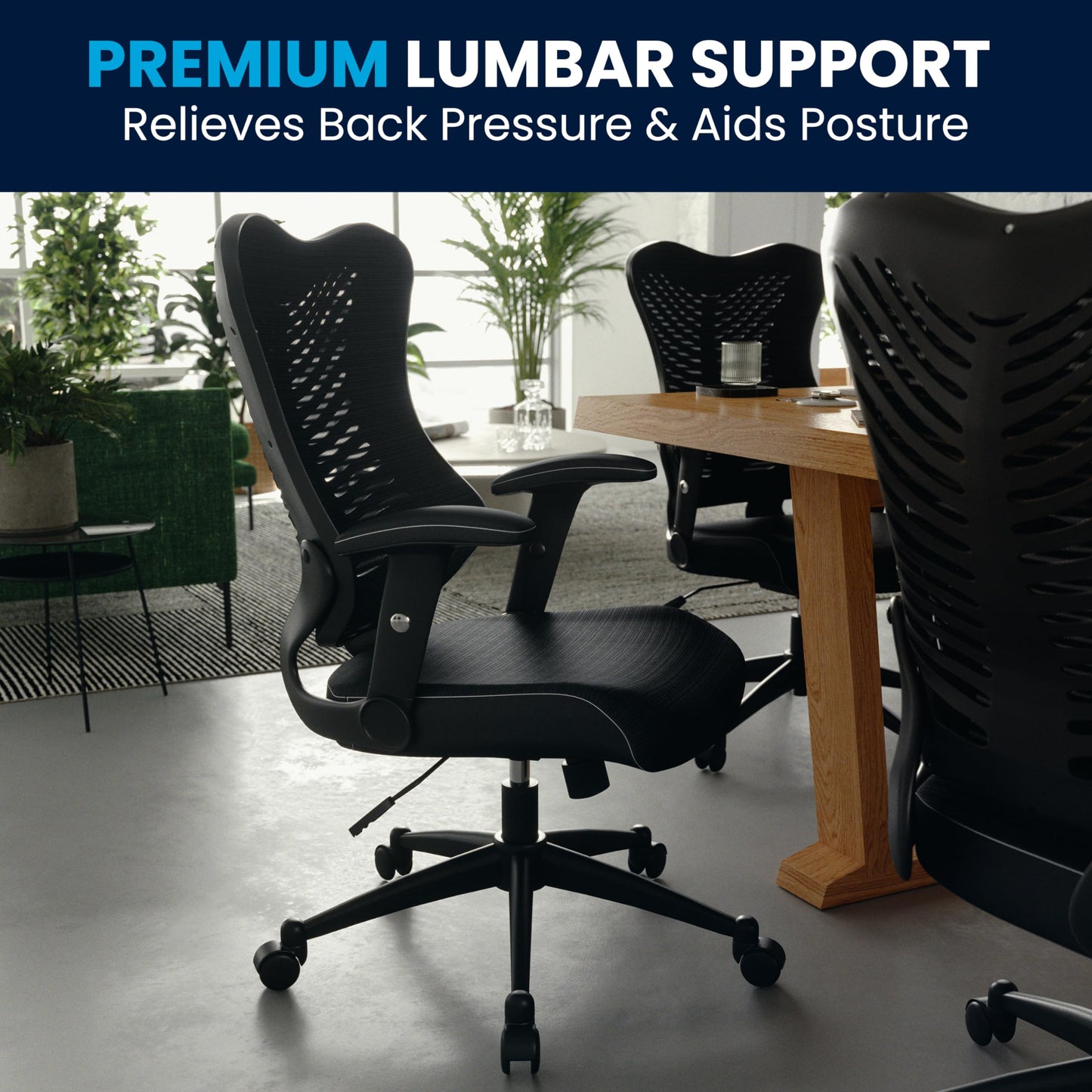 Flash Furniture Kale High Back Designer Black Mesh Executive Swivel Ergonomic Office Chair with Adjustable Arms