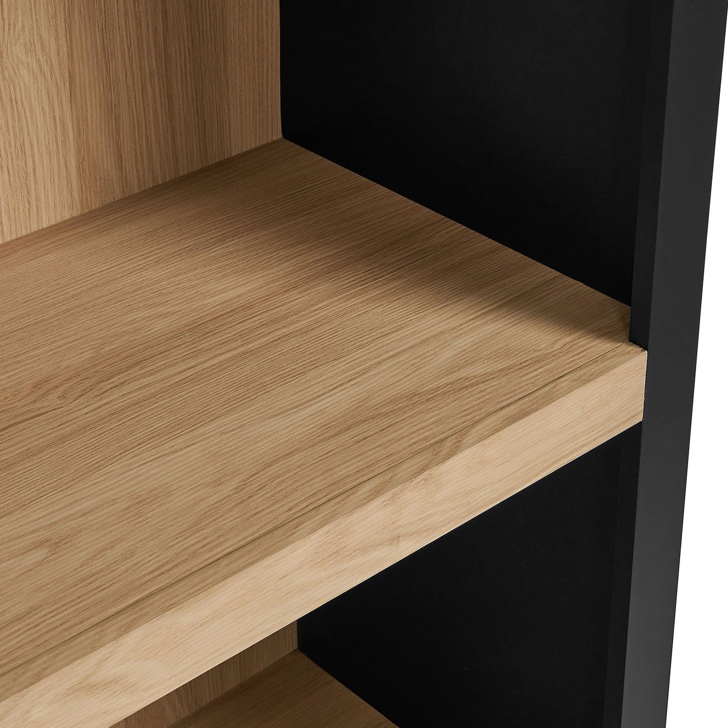 Modway Caleb Arched Bookcase with 4-Tier Open Shelves in Black - Wood Blend Display Bookcase for Dining Room, Living Room, Or Office Storage