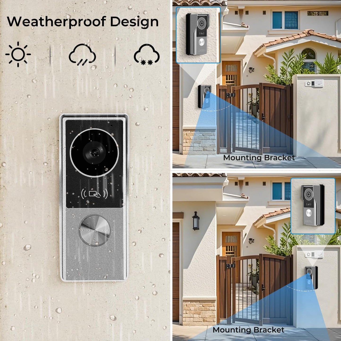 LUMOBELL 2-Wired Video Intercom System with Dual 7'' Touch Screen, 1080P HD Camera & 130° Wide Angle, Two-Way Calling Between Screens, Tuya APP Remote Control, Waterproof, for Villa Apartment
