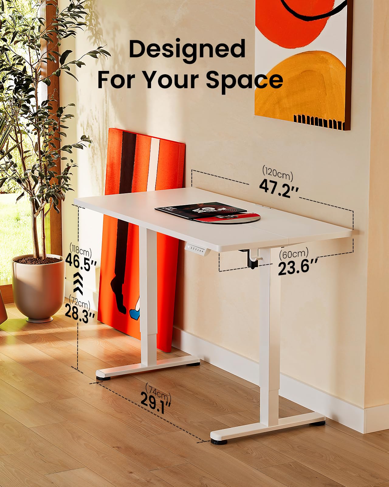 ErGear Height Adjustable Electric Standing Desk, 48 x 24 Inches Sit Stand up Desk, Memory Computer Home Office Desk, White