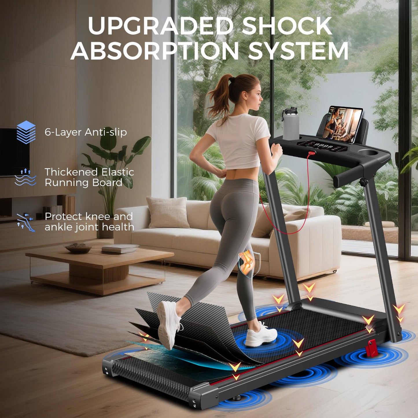 Treadmill with Incline 3-in-1 Portable Treadmills for Home Small, Incline Walking Pad Treadmill with Handle Bar, Walking Pad Foldable with 3.0HP Quiet Brushless, LED Dispay, 300LBS Capacity Black