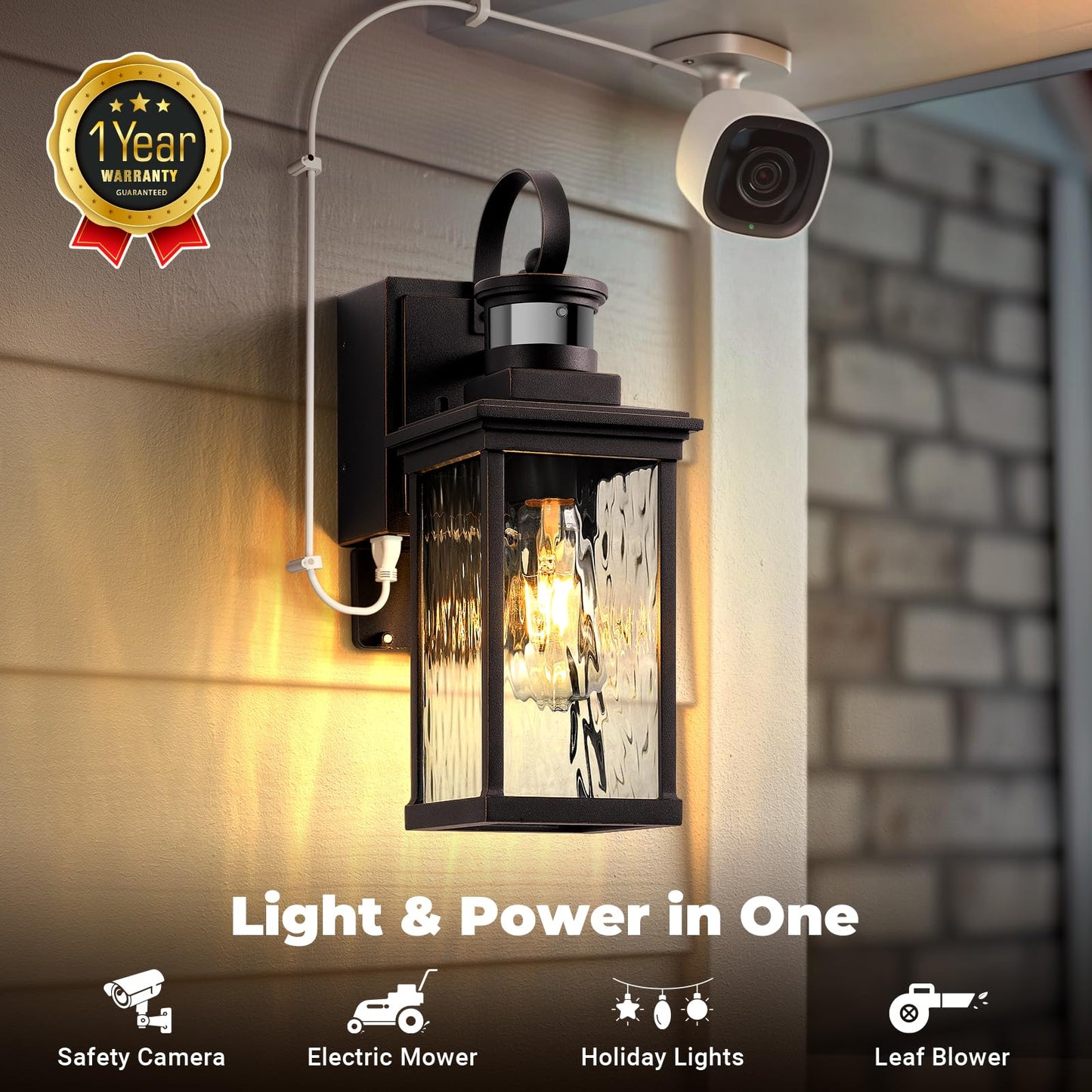 OPAXIS Outdoor Wall Mount Lights, 2-Pack, ORB with Gold Trim, Aluminum, Model P81611, Motion Sensor, Anti-Rust Fixtures