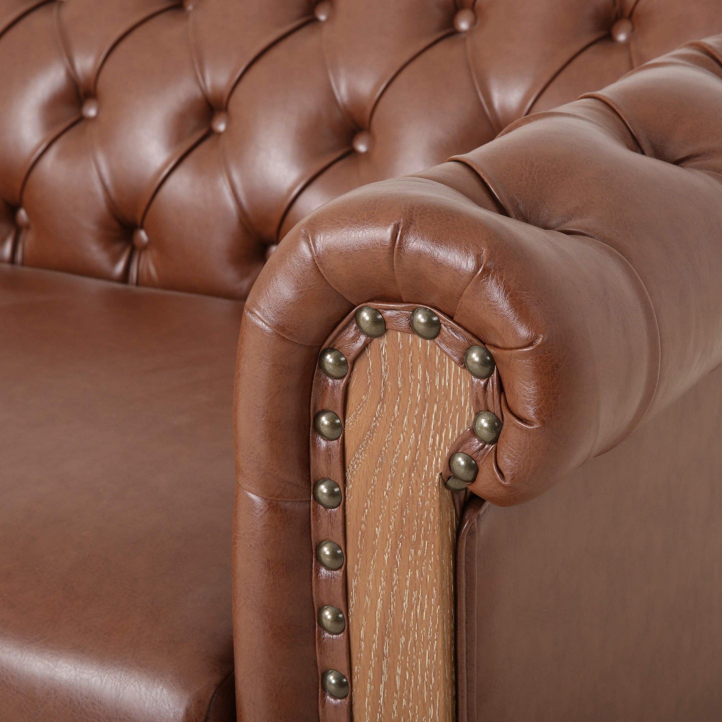 Christopher Knight Home Castalia Sofas, Cognac Brown + Natural