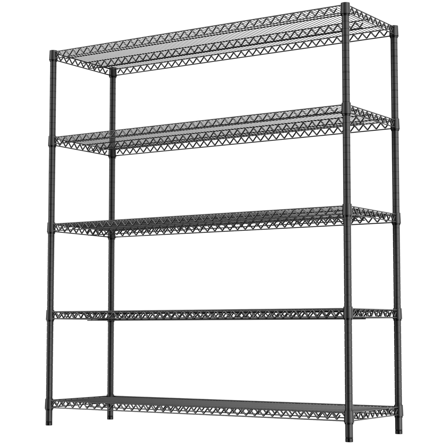 M MZG 3500LBS 59" W 5 Tiers Storage Shelves, Metal Shelving Wire Metal Shelving Unit Shelves for Storage Adjustable Garage Shelving for Pantry Kitchen Garage Black 17.7" D x 59.1" W x 70.4" H