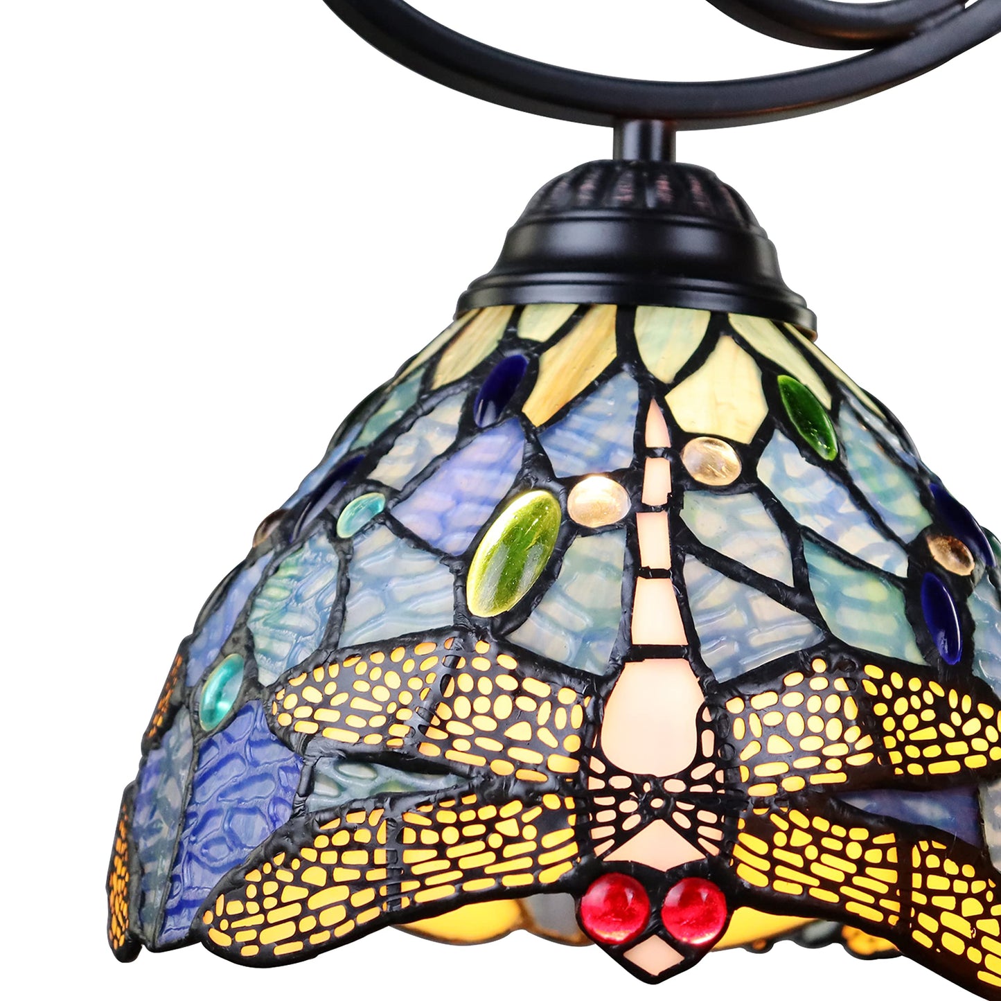 Chloe Lighting Dragonfly Tiffany-Style Chandelier, 5 Light, Dark Bronze, 25in Wide, Multicolor, Model CH3T524BD25-DD5
