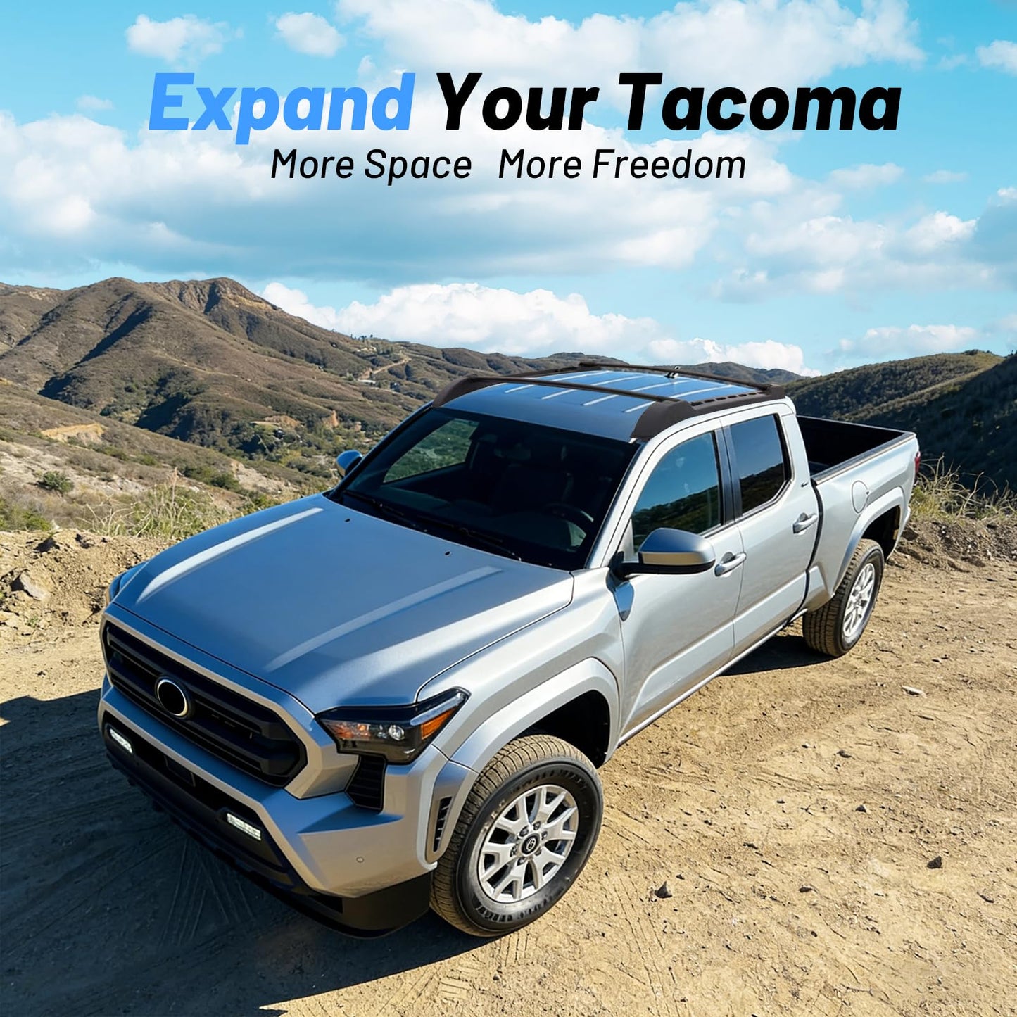 260LBS Heavy-Duty Roof Rack Cross Bars Fit for 2024–2026 Toyota Tacoma Double Cab, Aluminum Low-Profile Crossbars, Waterproof Design, Fits Kayak, Bike, Canoe, Snowboard and Cargo Accessories
