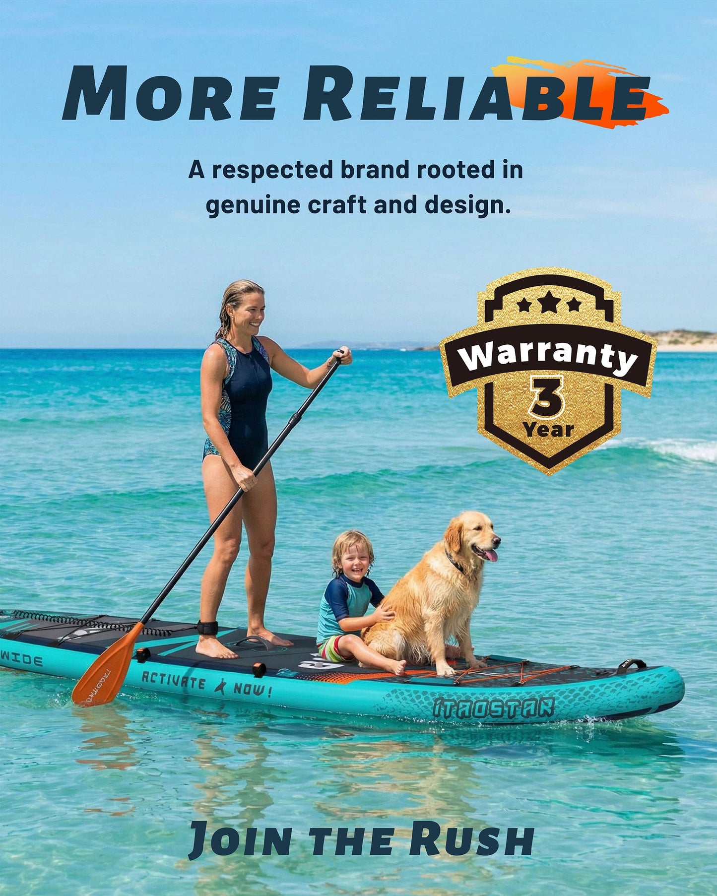 iTAOSTAR Lead 12' × 35" Inflatable Stand Up Paddle Board with Seat, Extra Wide SUP Board with 5 Fins Stable Design for Familly, Youth, All Skill Levels, Lakes, Oceans & Fishing