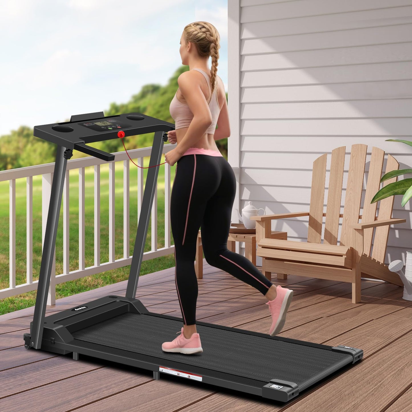 Walking Pad Treadmill with 12% Incline & Handrail, 3.0 HP Brushless Motor, 330 lb Capacity, 0.6-6.2 MPH, Compact Under-Desk Foldable Treadmill with LED Display and Cup Holders for Home Office
