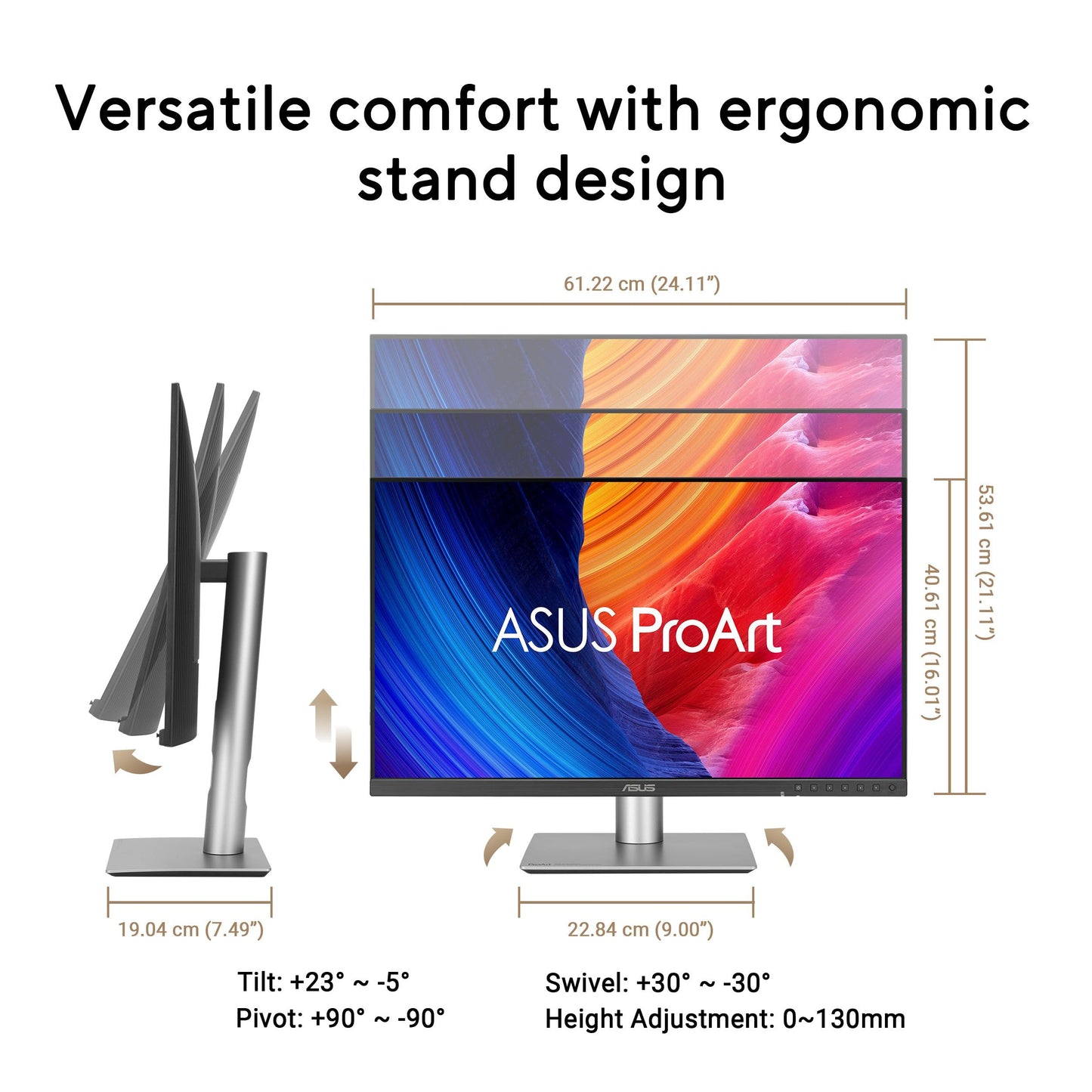 ASUS ProArt Display 27” 1440P Professional Monitor (PA278QGV) – IPS, QHD (2560 x 1440), 95% DCI-P3, Color Accurate, ΔE<2, Calman Verified, 120Hz, HDR-10, Light Sync, Ergonomic, 3 yr Warranty