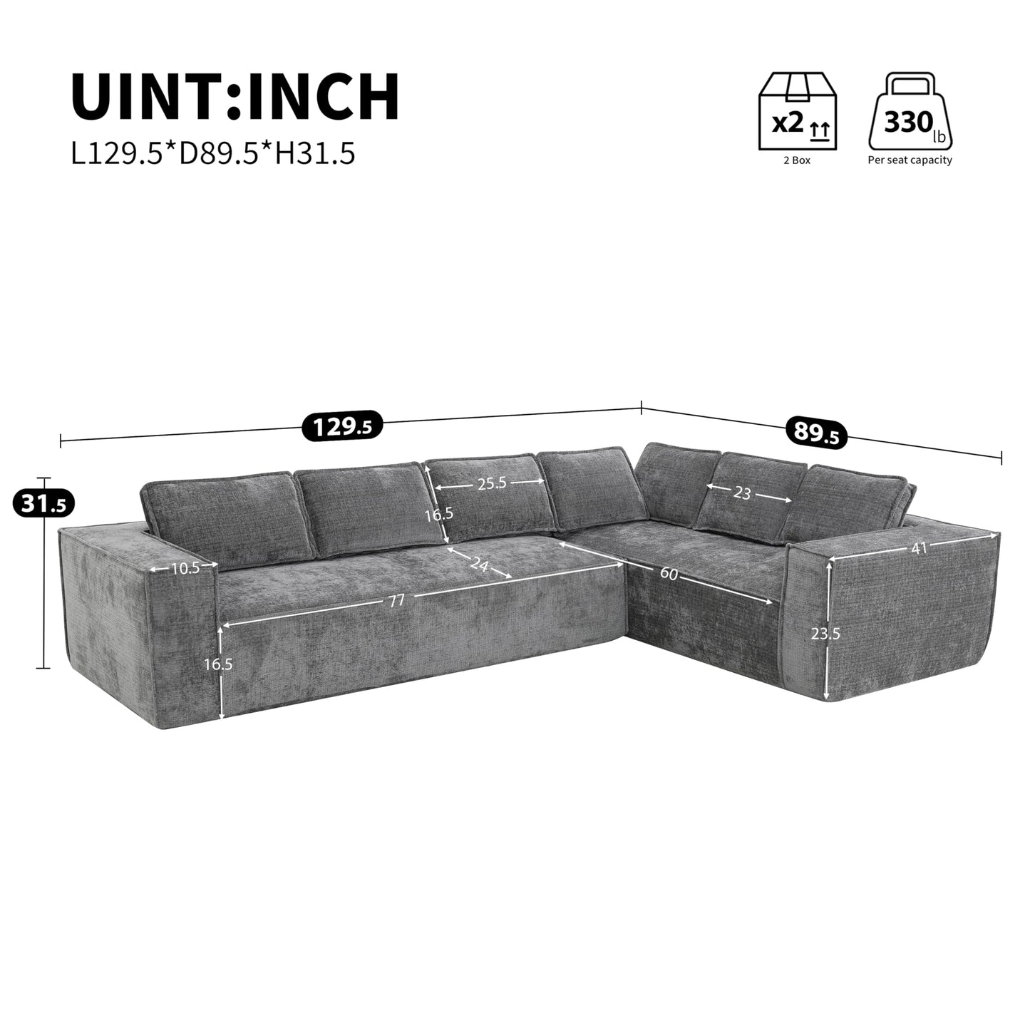 Merax Modern L-Shaped Convertible Sectional Sofa with Cushions, Floor Modular 6-Seat Couch Set with Chaise for Living Room, No Assembly Requiered, Wrinkle-Resistant, Gray