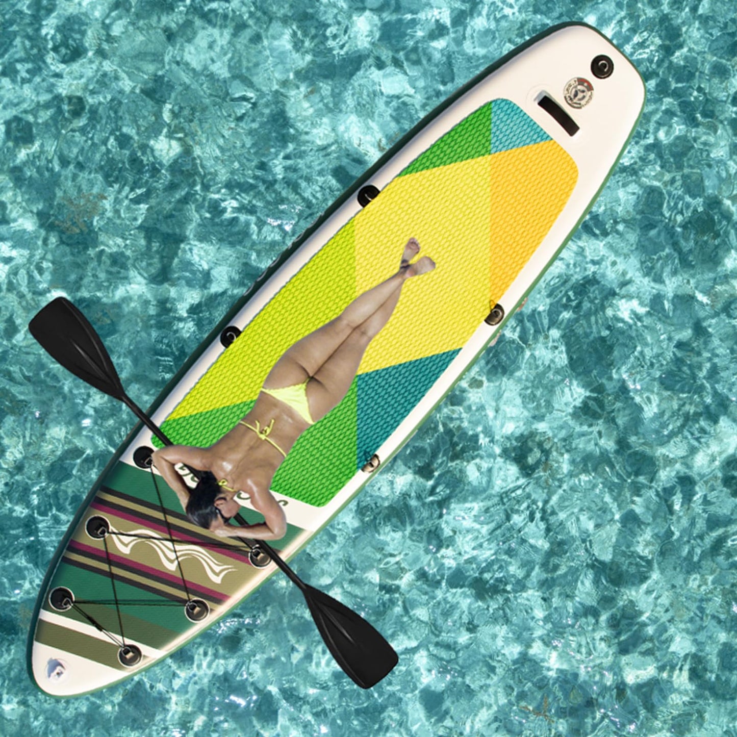 Inflatable Stand Up Paddle Board with Seat, 10'6" SUP 440LBS, Recreational Paddleboard for Adults Beginners, Blow Up Paddle Board with Fishing Design, Camera Mount, Cooler Bag & Full Accessories