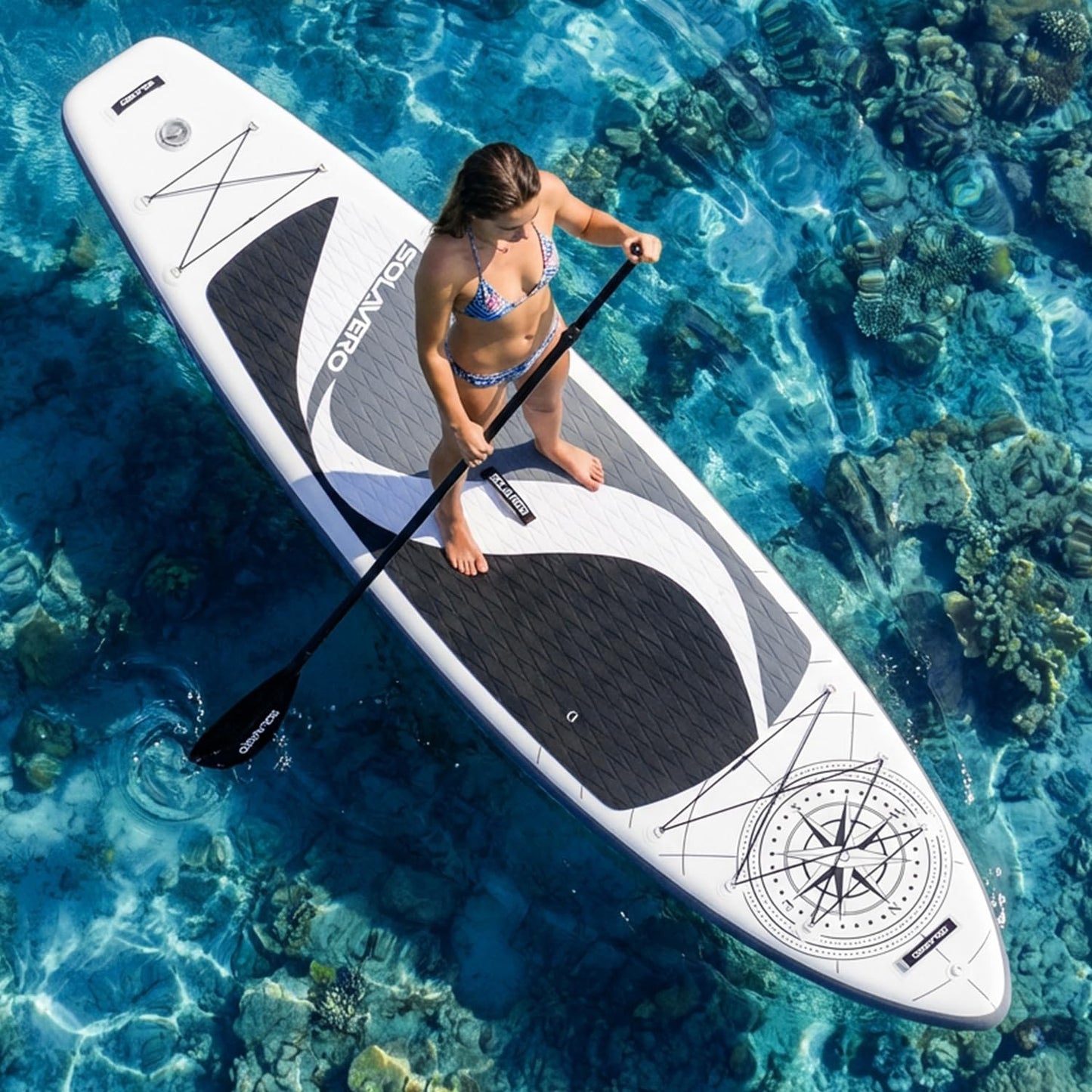 SOLAVERO Inflatable Stand Up Paddle Board with Premium SUP Accessories, Extra Wide Stable SUP Board for All Skill Levels, 11'6" Paddleboard with Non-Slip EVA Deck for Adults & Youth