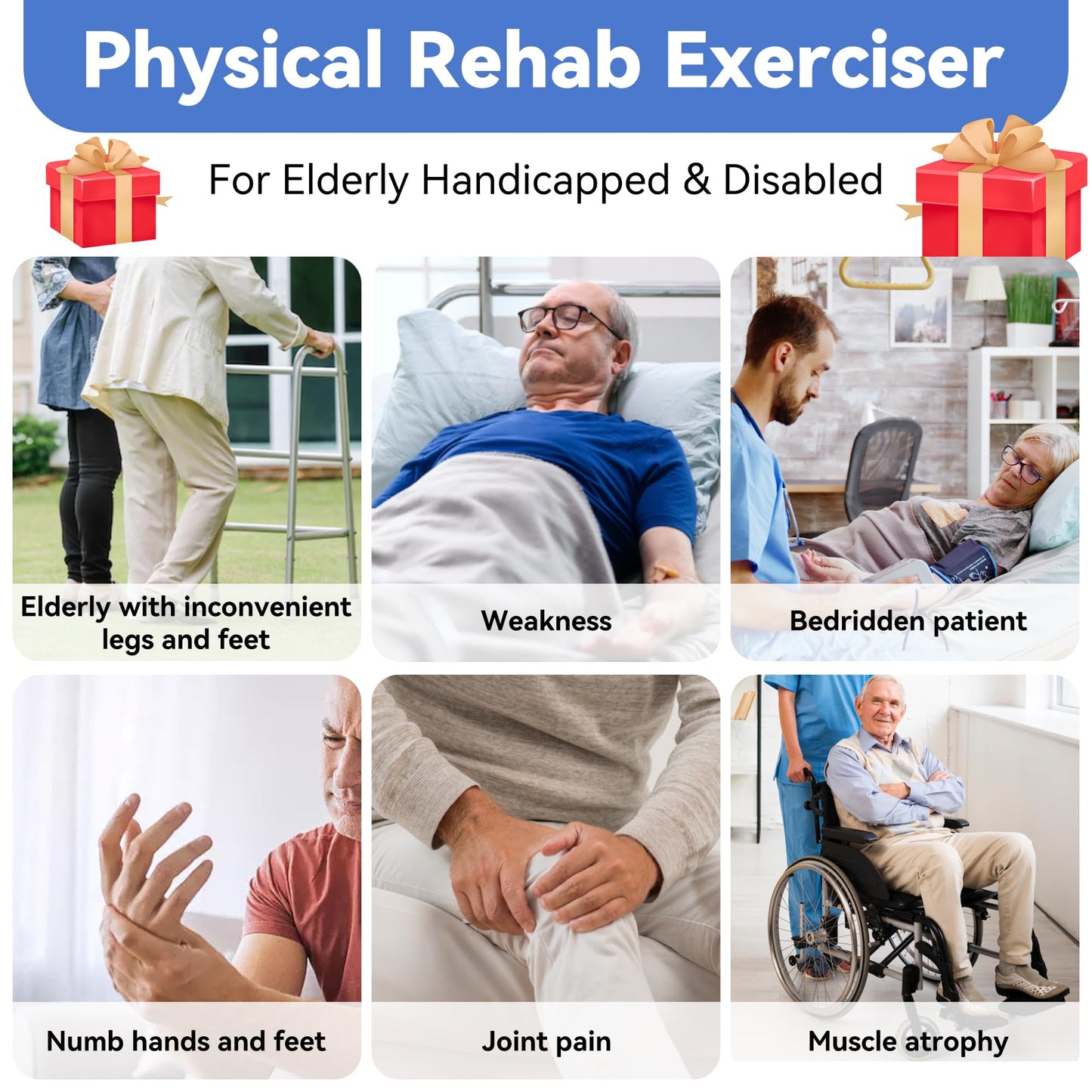 HNLIY Legs Arms Electric Exercise Bike Active Passive Knee Pedal Trainer Physical Therapy Assisted Rehabilitation Home Fitness Equipment For Seniors